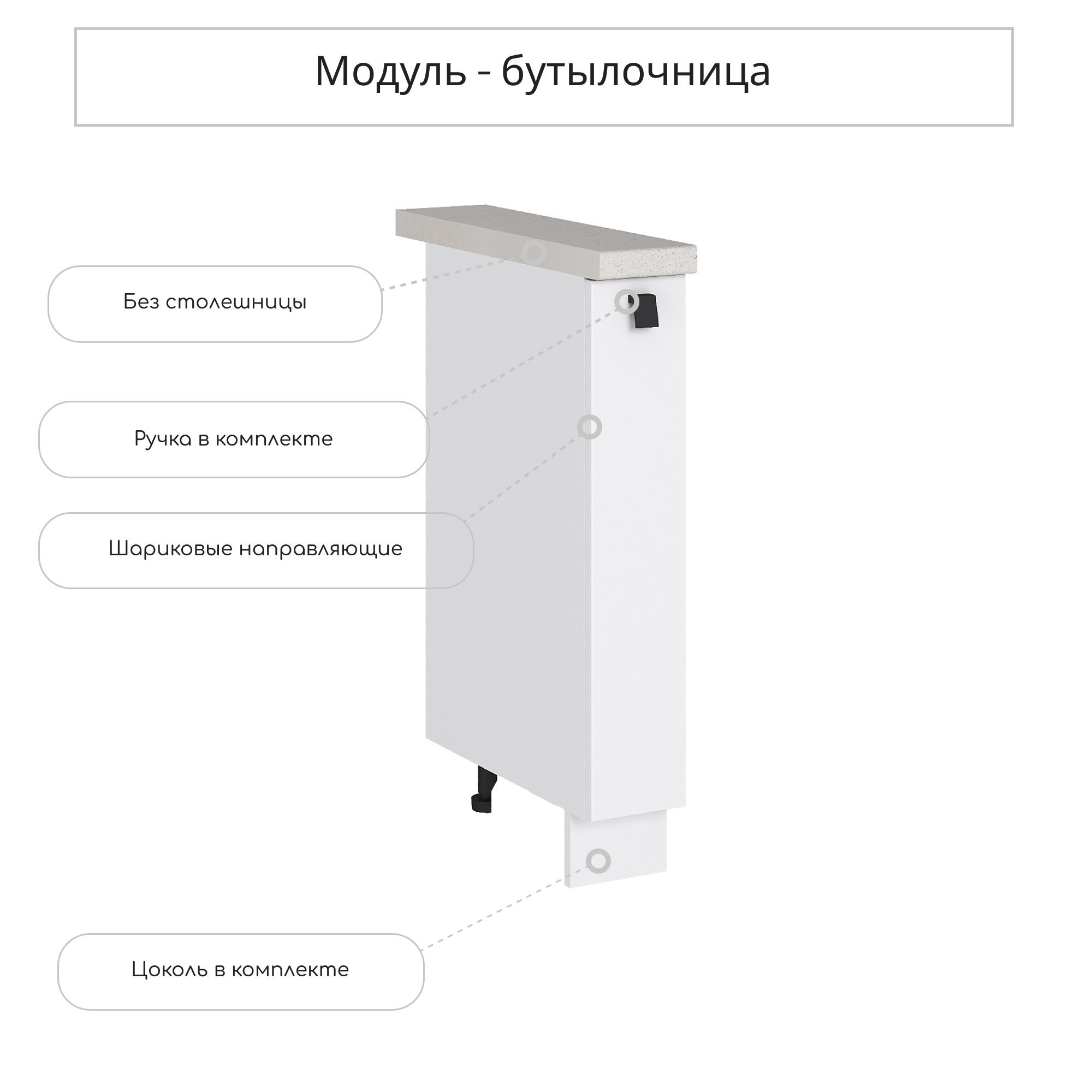 Изображение товара Напольный шкаф бутылочница Сурская мебель Глетчер Айленд 15x81.6x47.8 см цвет белый МДФ