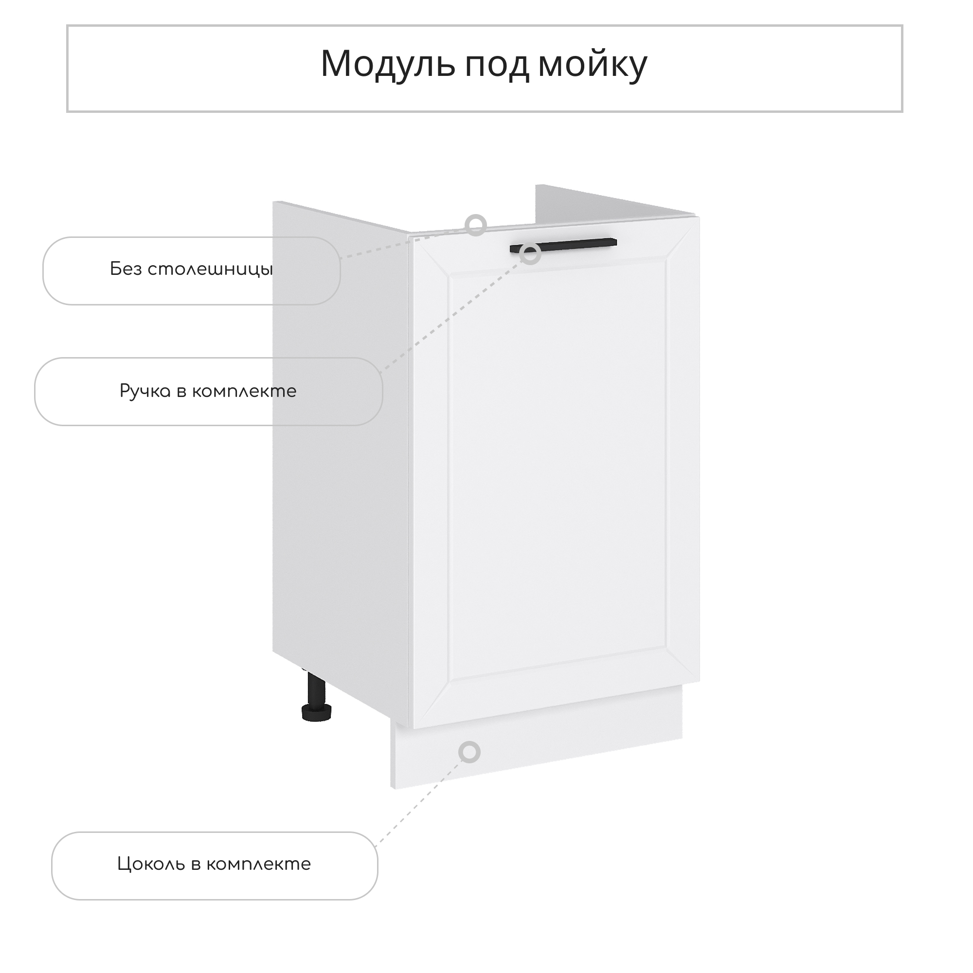 Изображение товара Напольный шкаф Сурская мебель Глетчер Айленд 50x81.6x47.4 см цвет белый МДФ