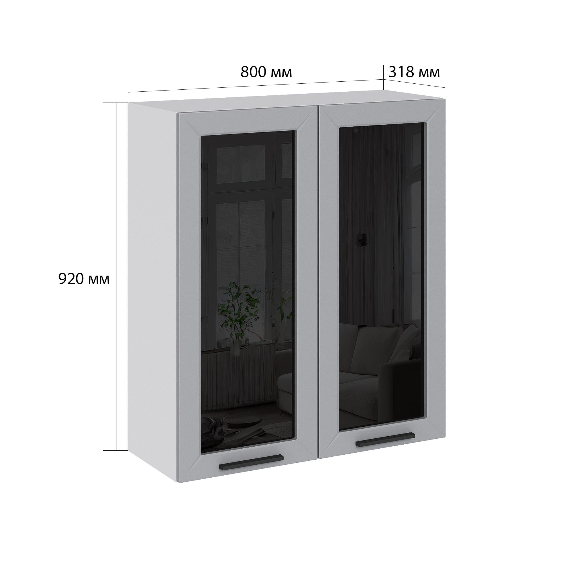 Изображение товара Навесной шкаф со стеклом Глетчер 80x92x31,8 см светло-серый