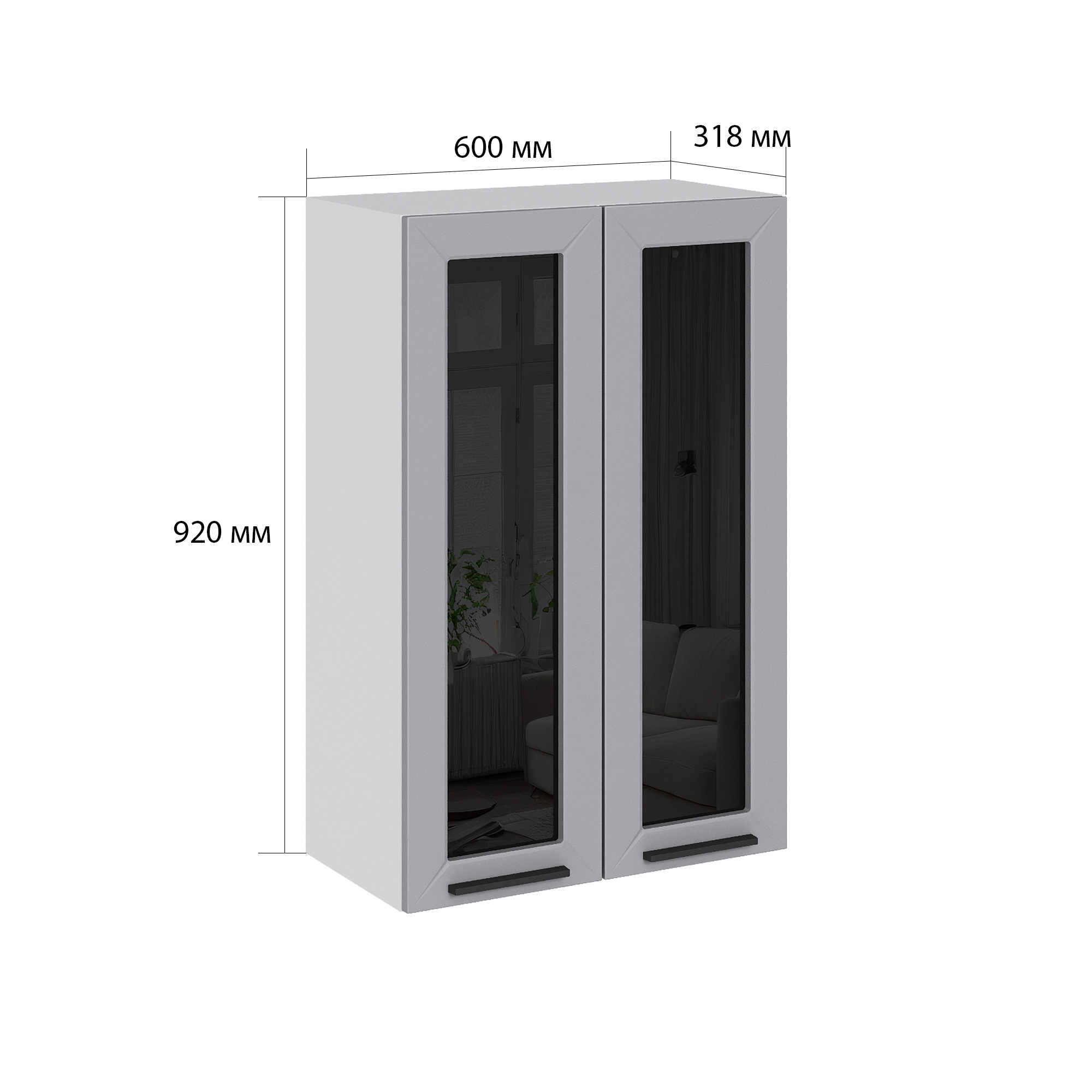 Изображение товара Навесной шкаф со стеклом Сурская Мебель Глетчер 60x92 см