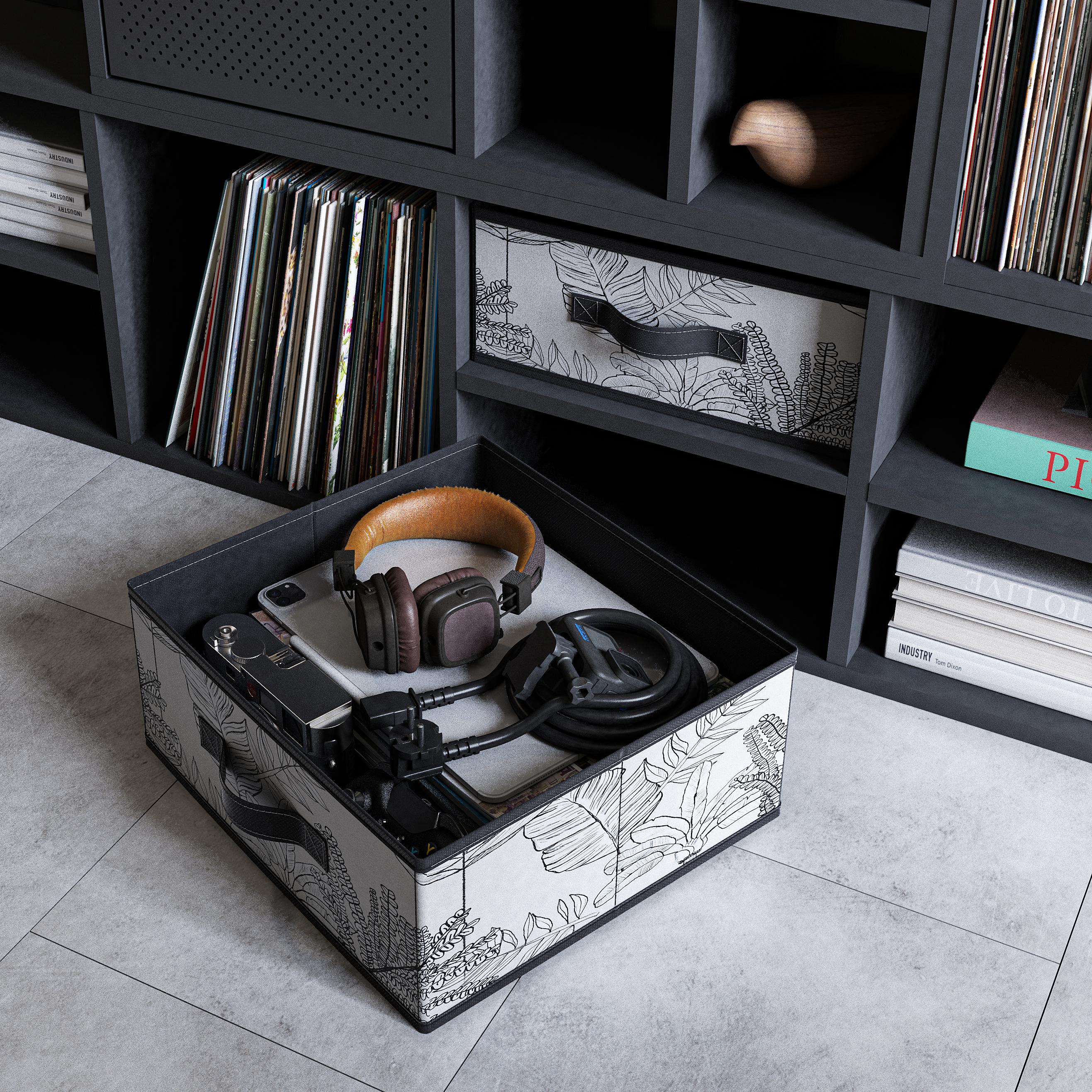 Изображение товара Коробка складная Spaceo Kub 31x15x31 см полиэстер черно-белая