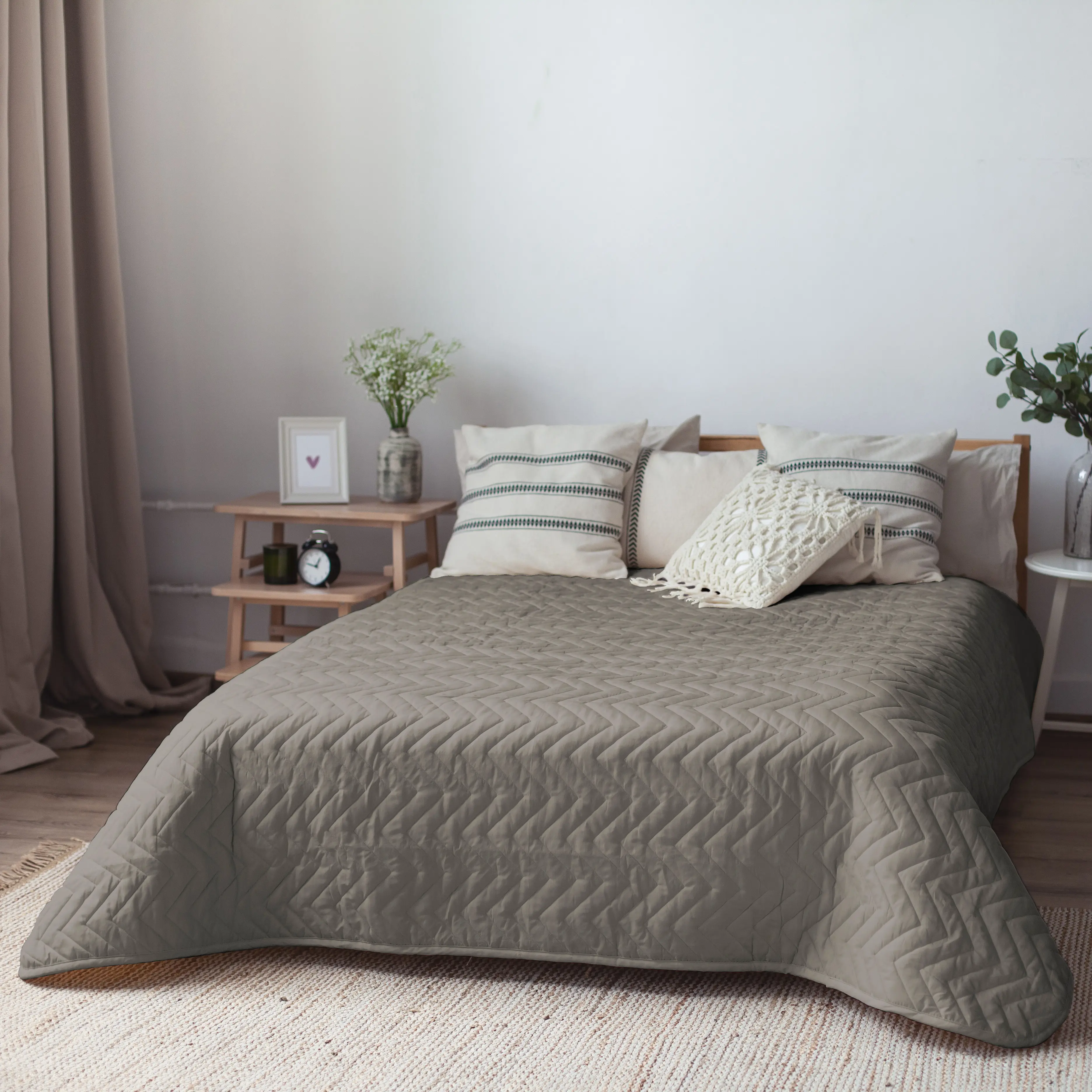 Покрывало Nicolosi 240x200 см микрофибра цвет серо-коричневый - 6