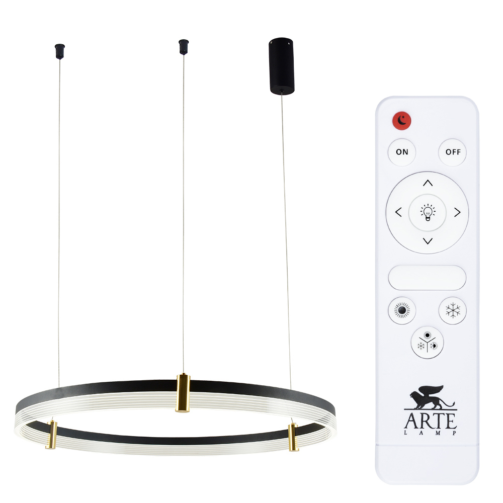 Изображение товара Современная подвесная светодиодная люстра Arte Lamp Mercury A2183SP-1BK с пультом управления