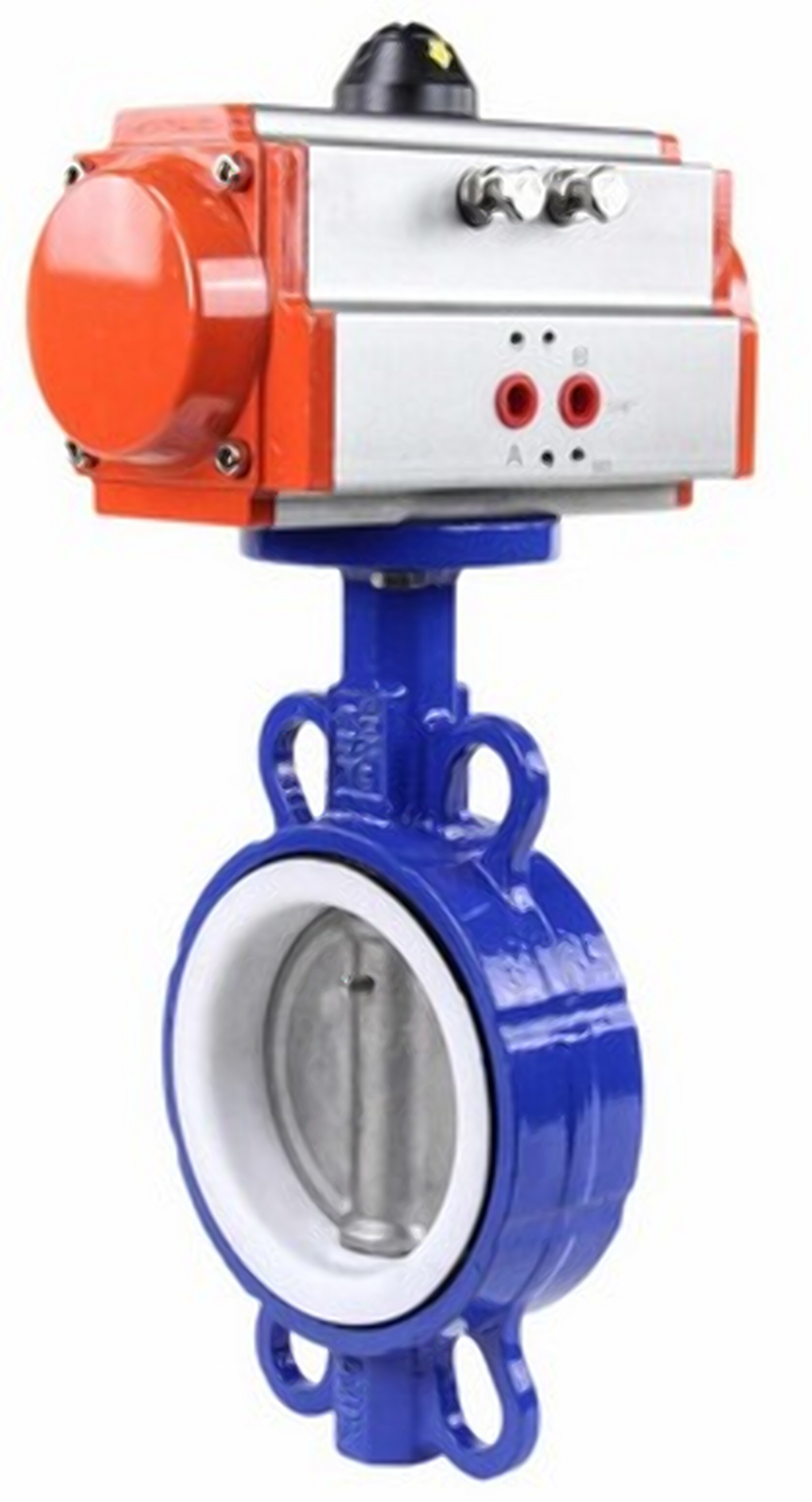 Изображение товара Затвор дисковый поворотный DN.ru WCB-316L-PTFE с пневмоприводом 40 мм