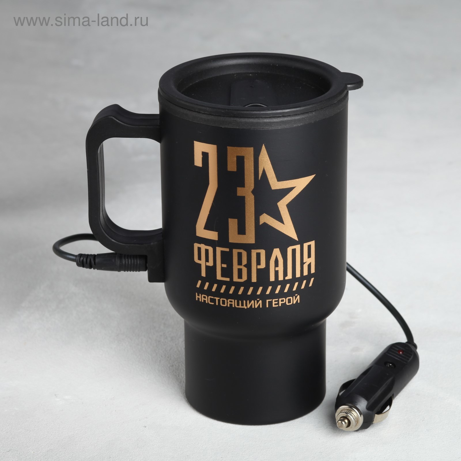 Изображение товара Термос 450 мл Mode forrest 23 февраля металлическая колба цвет черный