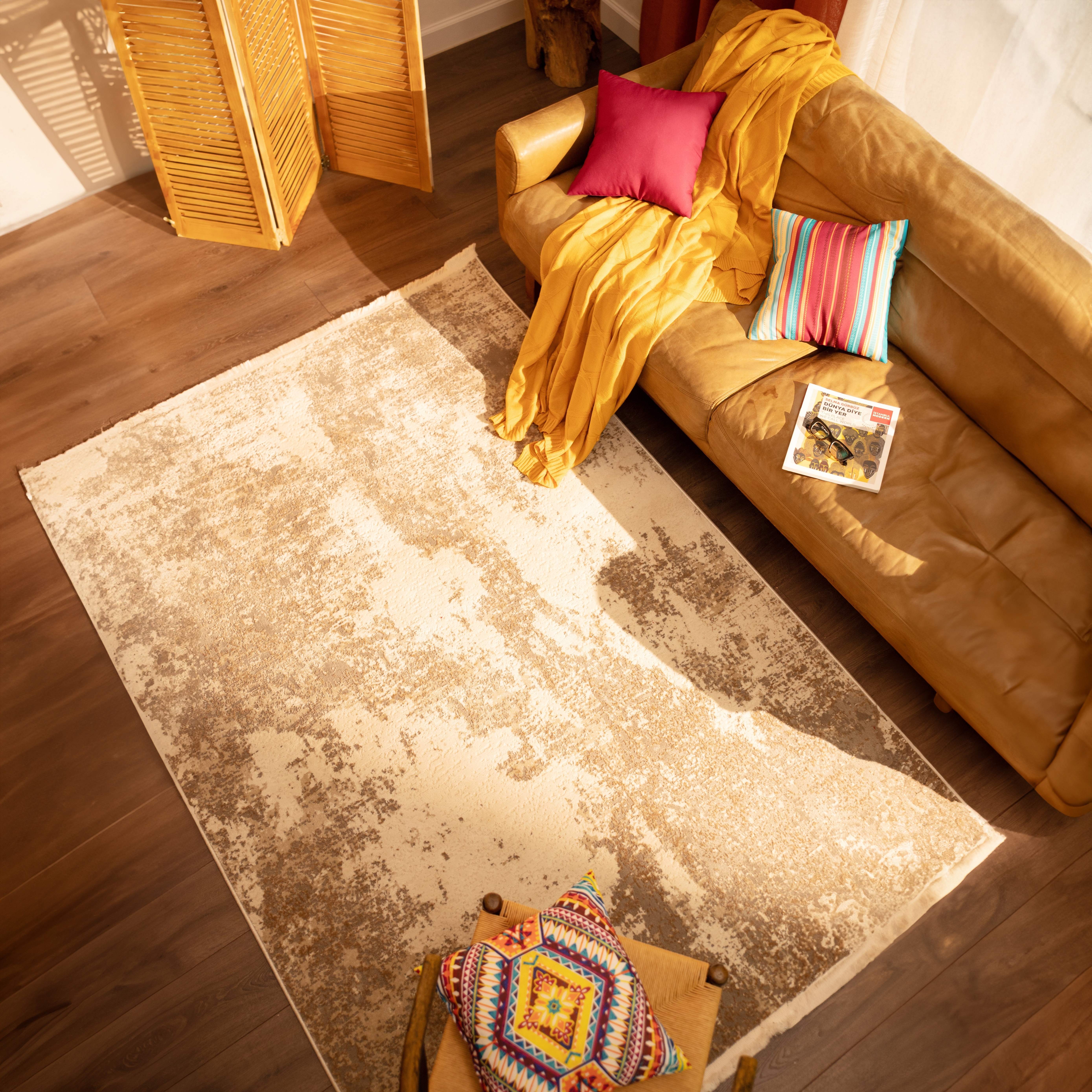 Изображение товара Ковер полипропилен Лакшери 100x200 см Бежевый современный безворсовый ковер