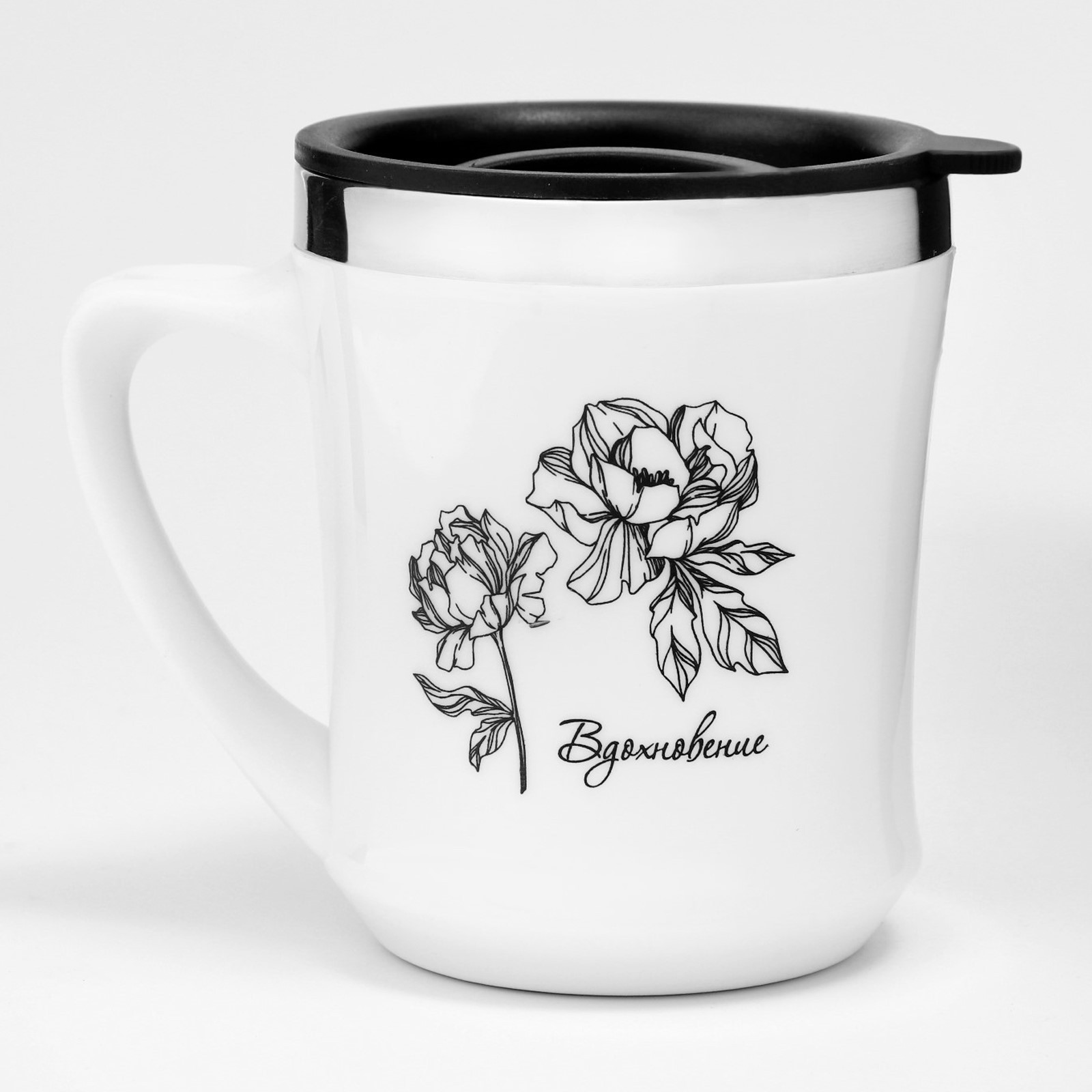 Изображение товара Термос 350 мл МАСТЕР К металлическая колба белый легкий и практичный