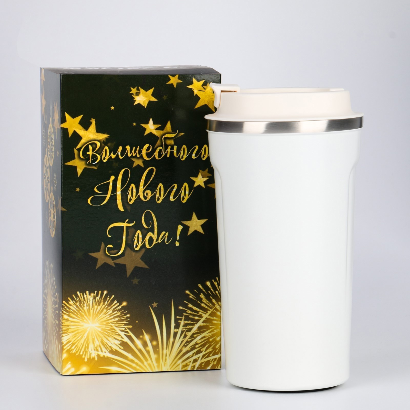 Изображение товара Термос 500 мл Мастер К. металлический сохраняет тепло 10 ч белый