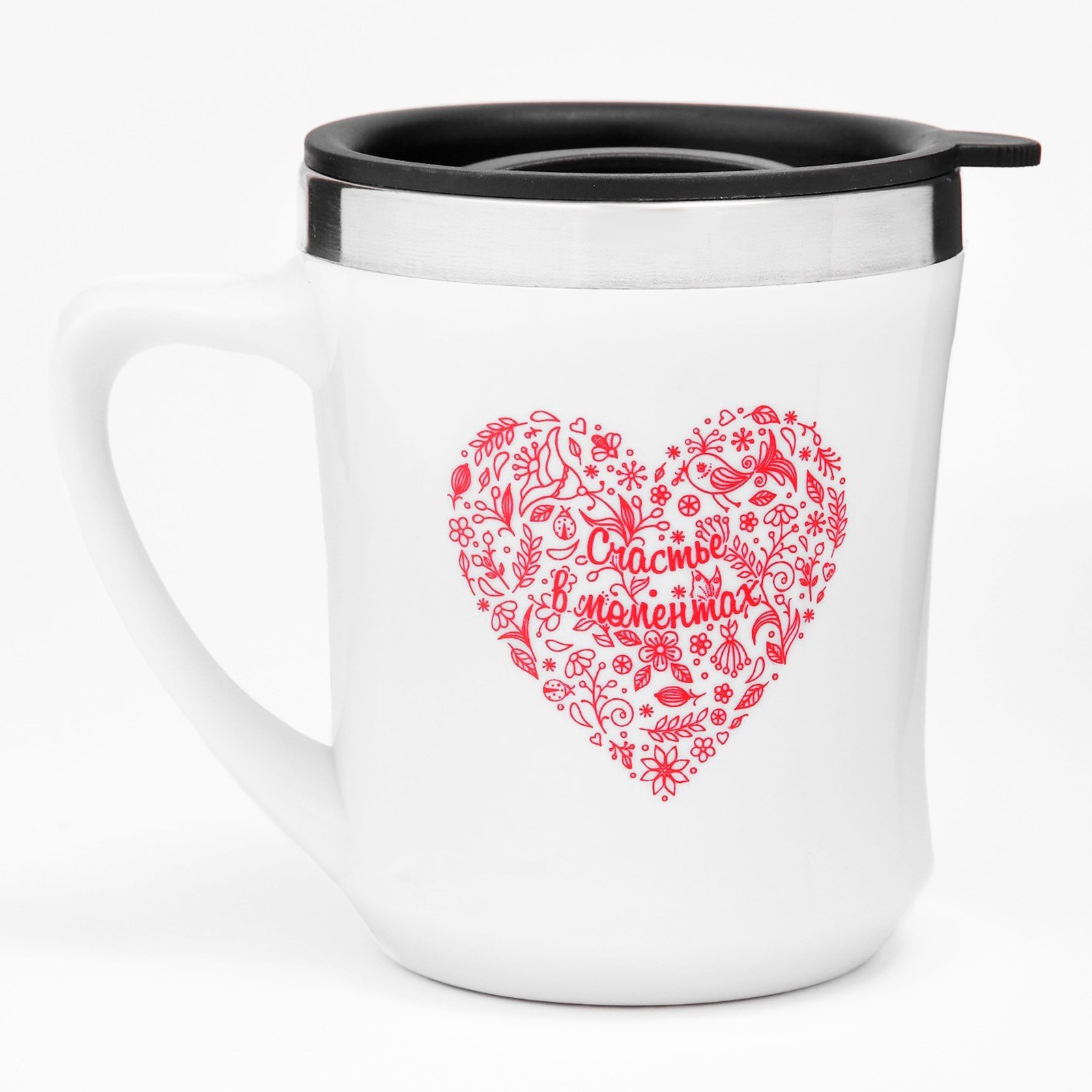 Изображение товара Термос 350 мл Мастер К Счастье в Моментах металлическая колба белый