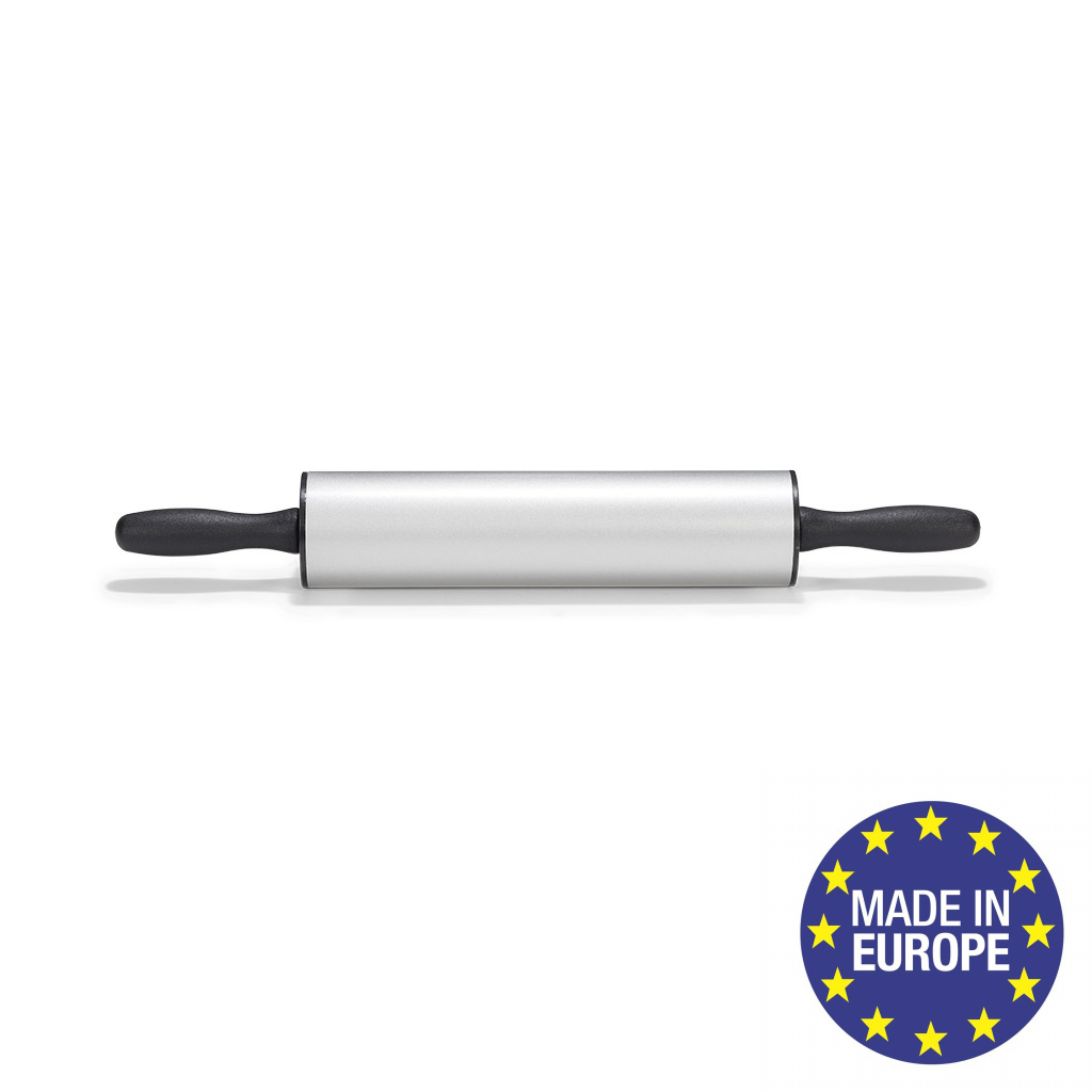 Изображение товара Металлическая скалка Patisse Silver 44х6 см с антипригарным покрытием и вращающимися ручками