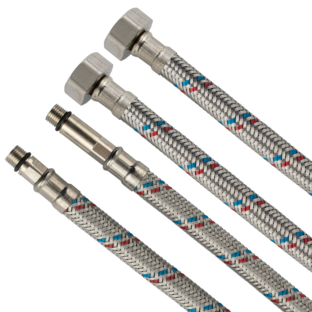 Изображение товара Гибкая подводка для воды Санакс 1/2" M10 гайка-штуцер 60 см 2 шт