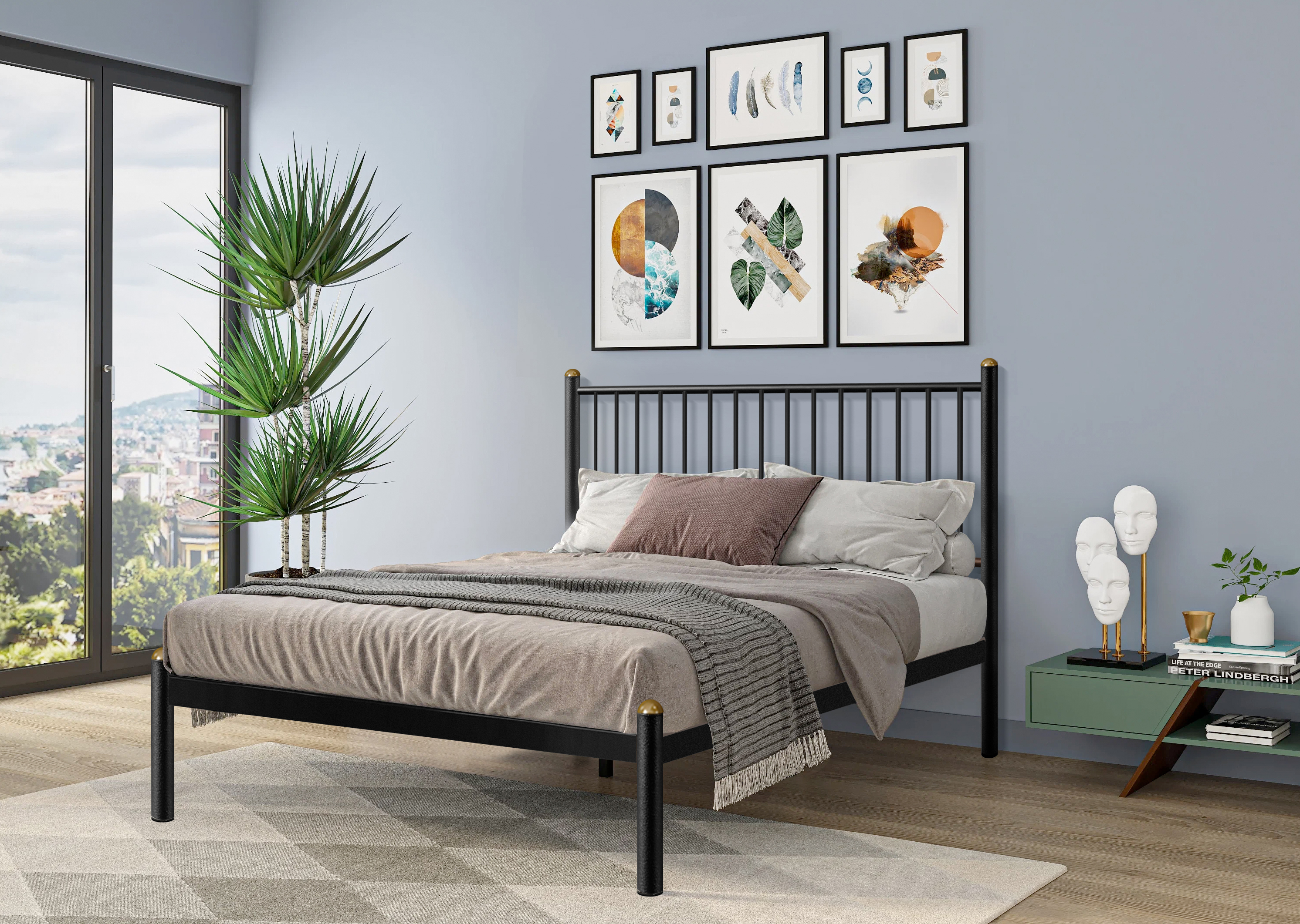 Изображение товара Кровать Арзу 160x200 см металлическая современная черная Россия