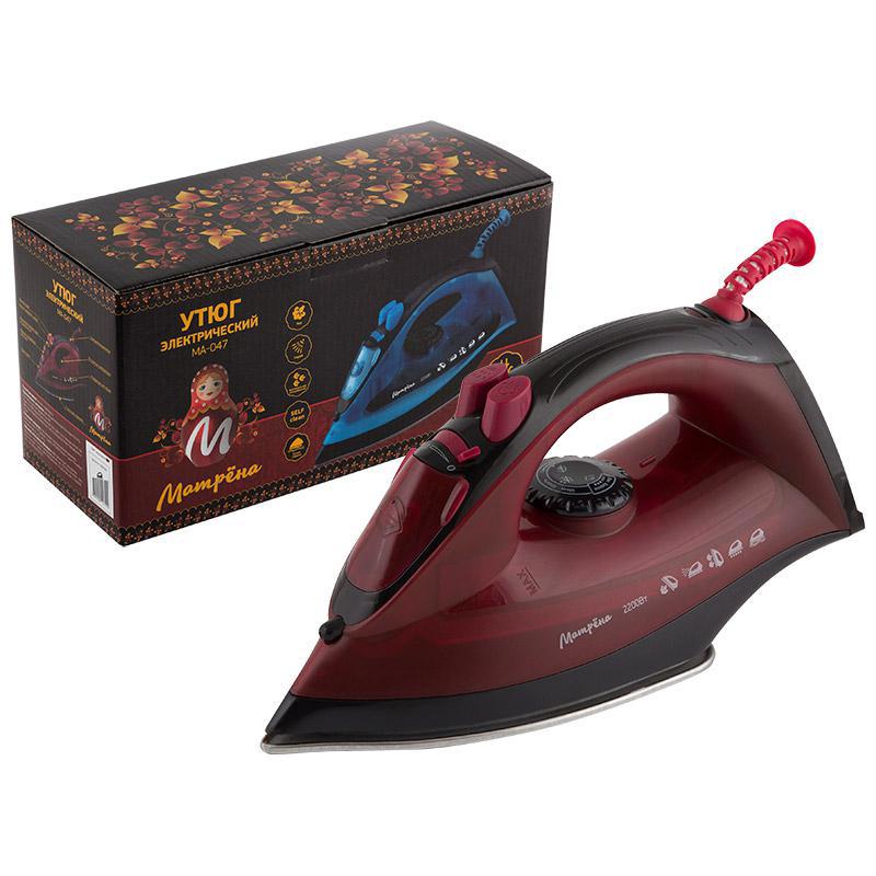 Изображение товара Утюг Матрёна MA-047 красный мощный с функциями пара и самоочистки