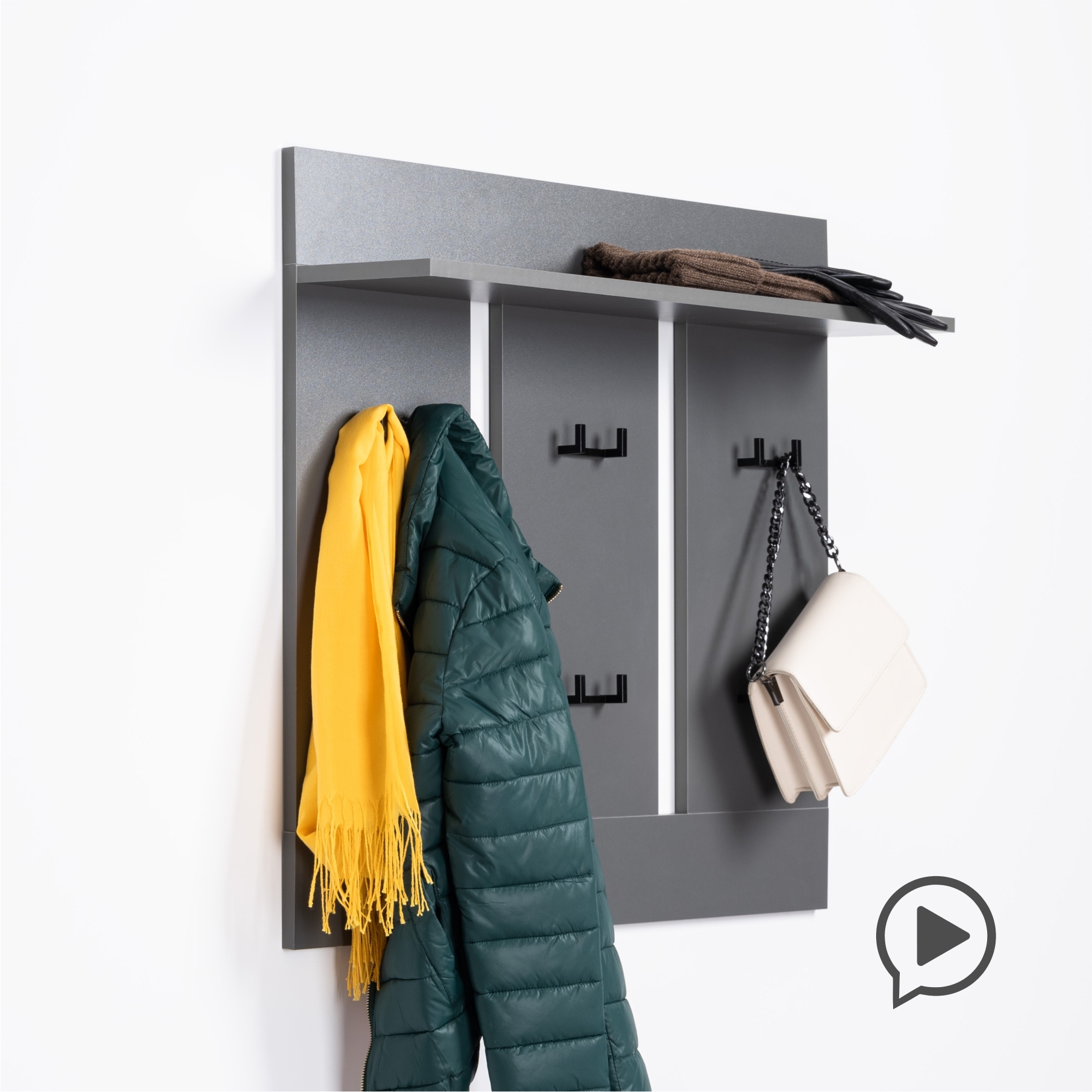 Изображение товара Настенная вешалка Моби Ультра 82x75x18.8 см ЛДСП цвет графит