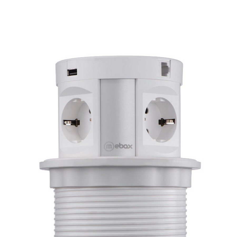 Изображение товара Выдвижная встраиваемая розетка Mebax G10704-IQ2R2UCB с USB и Ethernet