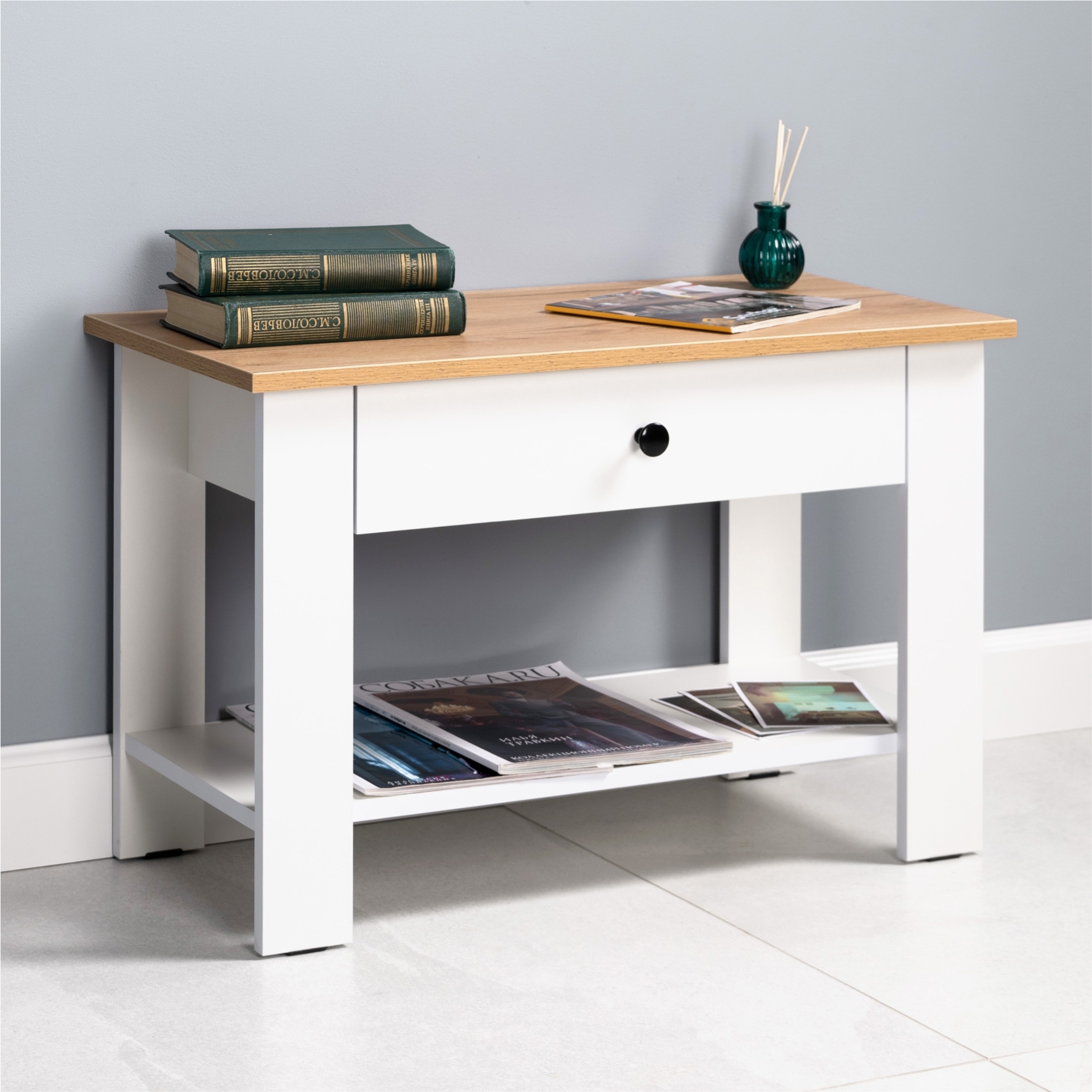 Изображение товара Тумба прикроватная Моби 74x47.7x35.4 см с ящиком и полкой для спальни гостиной и прихожей