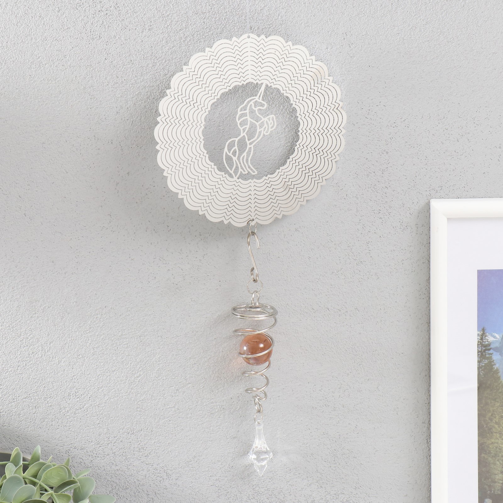 Изображение товара Подвеска интерьерная ветряной колокольчик "Единорог" с бусиной 13.5x13.5x31 см