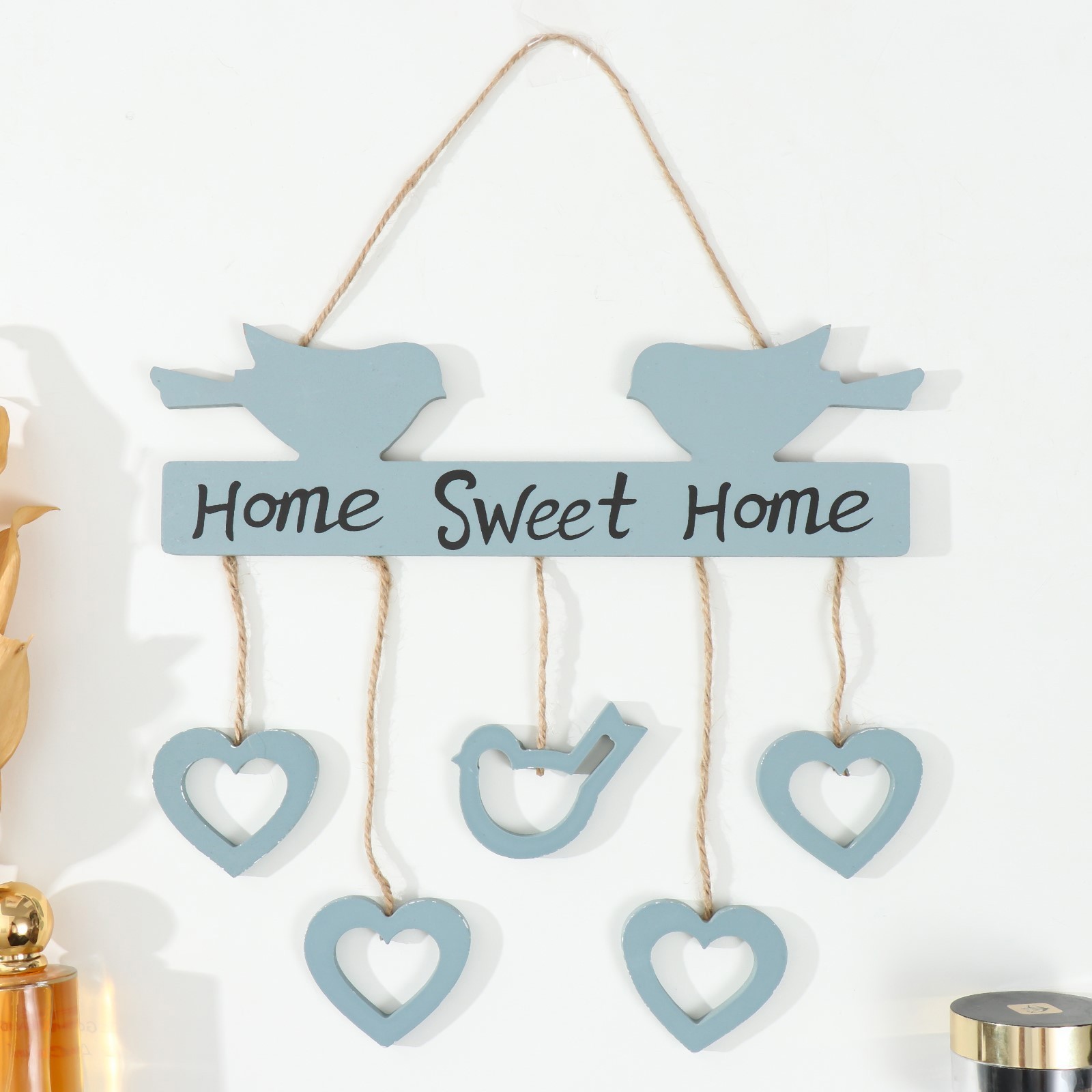 Изображение товара Панно интерьерное "Птицы и сердечки" серый 28x1x27.5 см