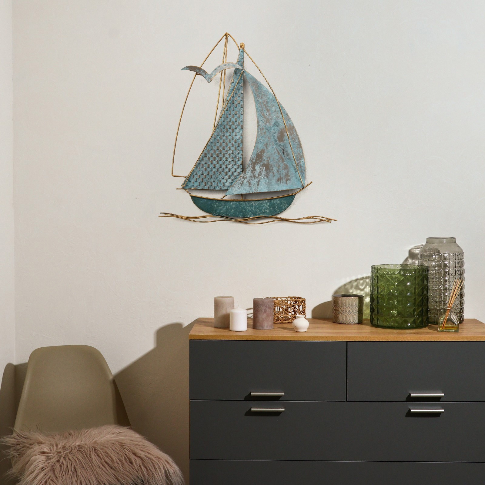 Изображение товара Панно SIMALAND Корабль с парусами 36x3.8x40 см