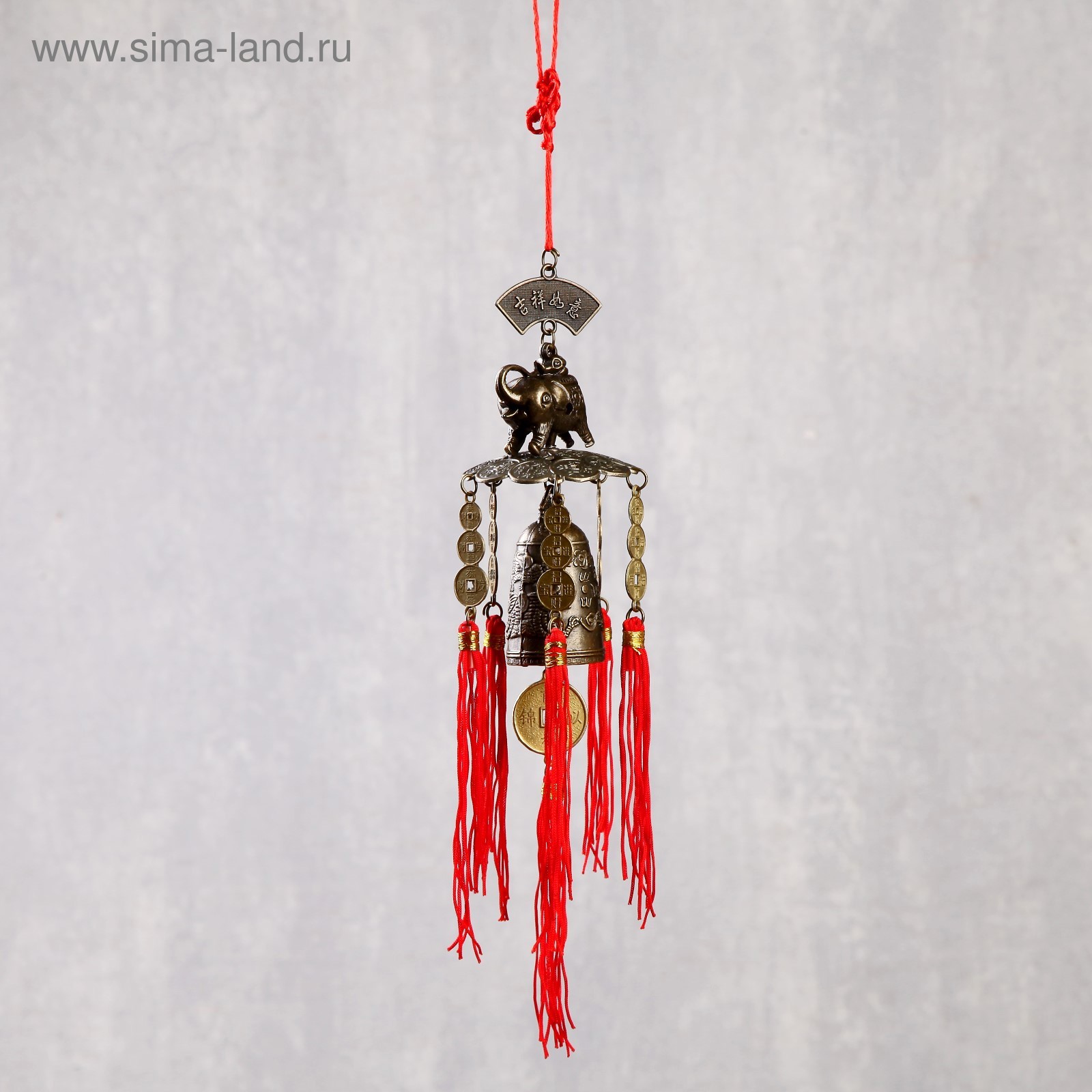 Изображение товара Подвеска интерьерная колокольчик Слон и монеты на подвеске