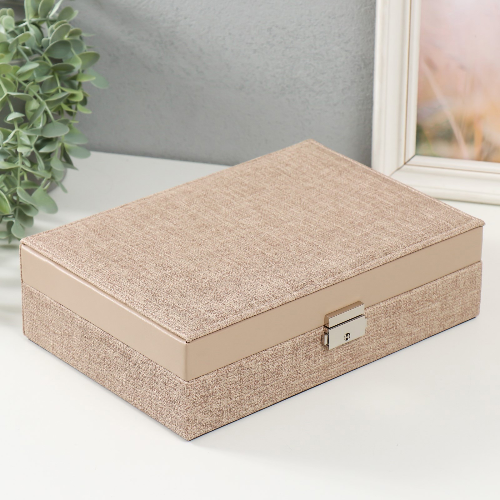 Изображение товара Шкатулка для украшений Молочная — белая, комбинированная, 26,7x18,5x7,5 см