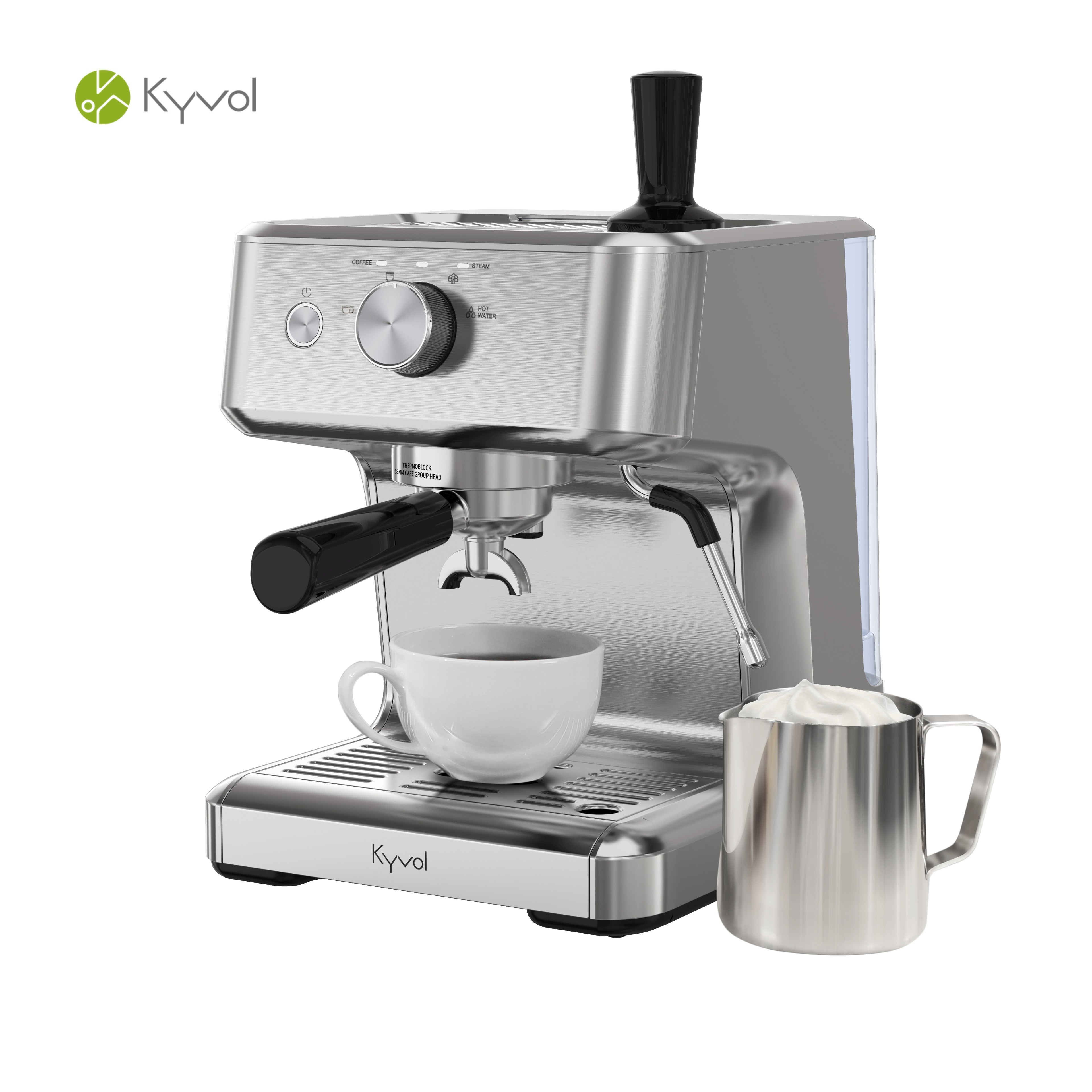 Изображение товара Рожковая кофеварка KYVOL CM-PM220A с регуляцией температуры и капучинатором