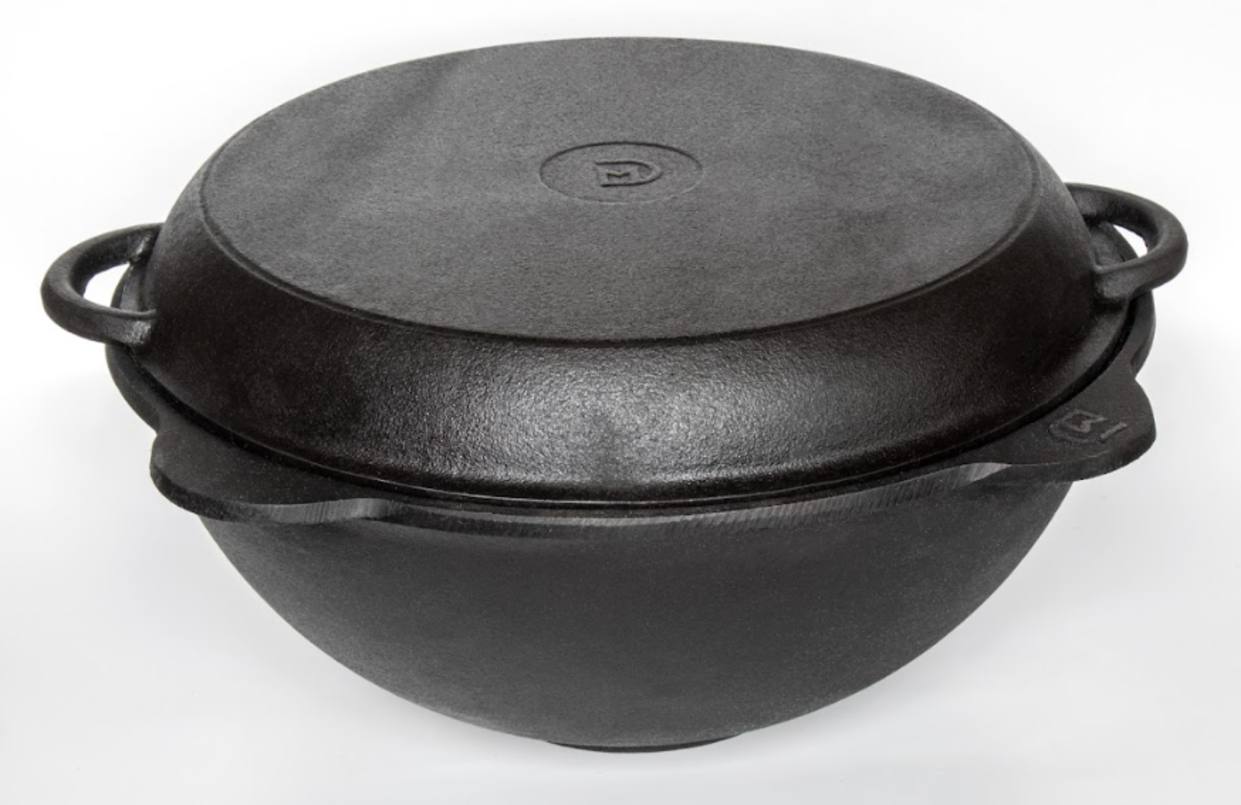 Изображение товара Казан DavrMetall 22 л с крышкой, чугун, подходит для всех плит, узбекский