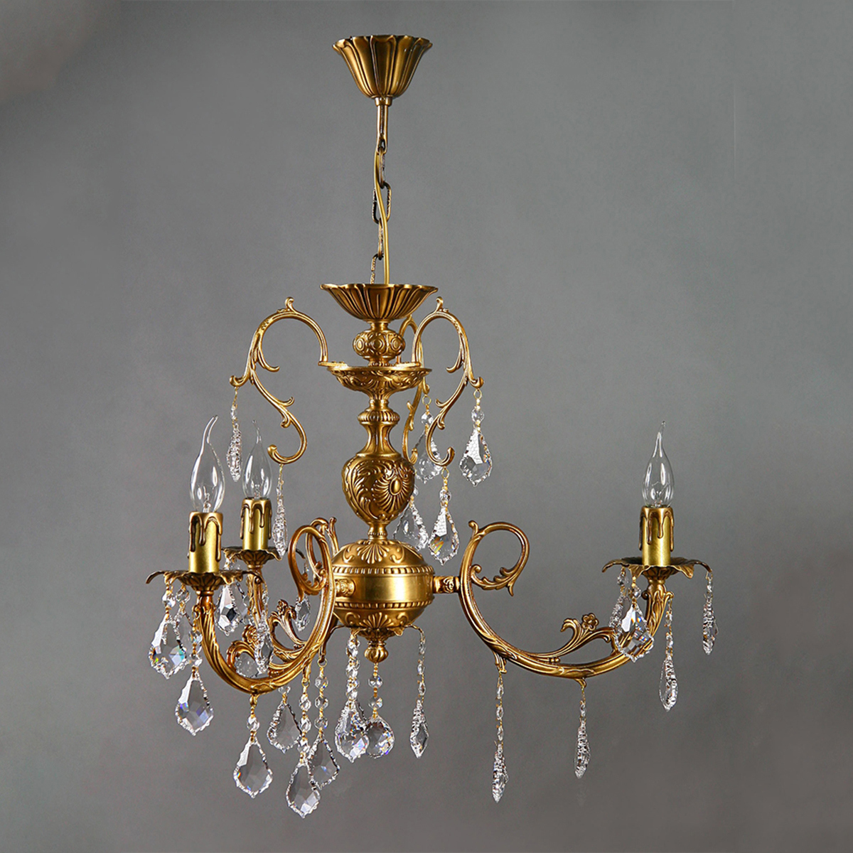 Изображение товара Люстра подвесная Mantra 8888-3_ab_leaf_crystal с 3 лампами для прихожей коричневая