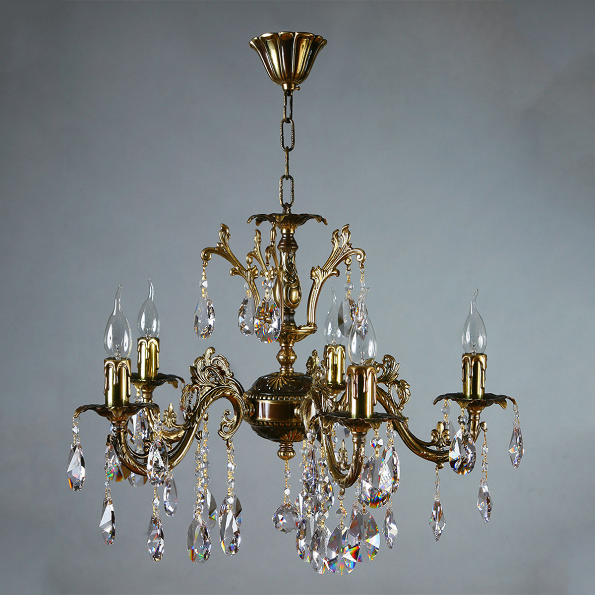 Изображение товара Подвесная люстра Mantra 2118-5_pb_tear_drop классический стиль 10 м² латунь бронза