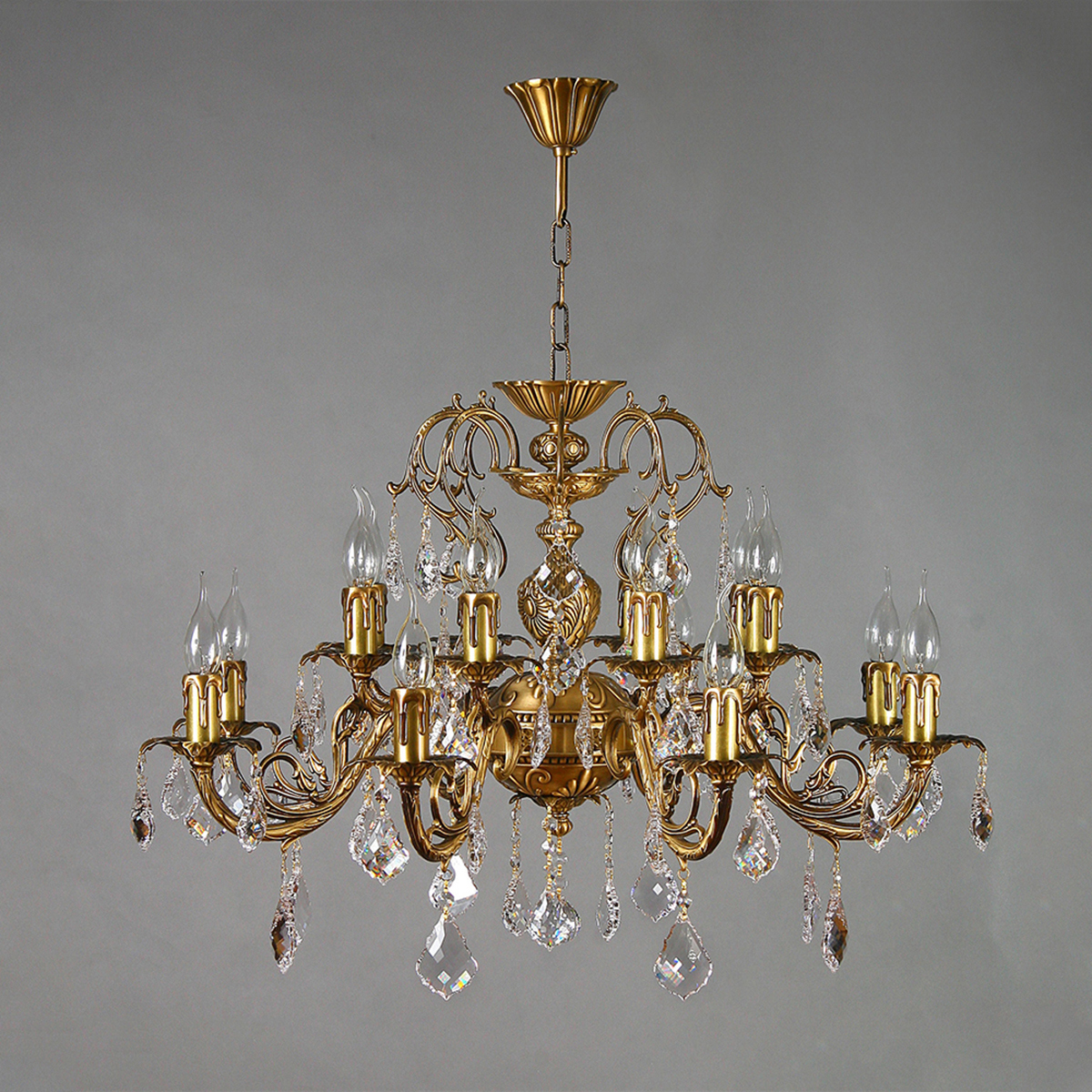 Изображение товара Люстра подвесная Mantra 8888-8+8_ab_leaf_crystal 32 м² теплый белый (желтый) свет цвет коричневый