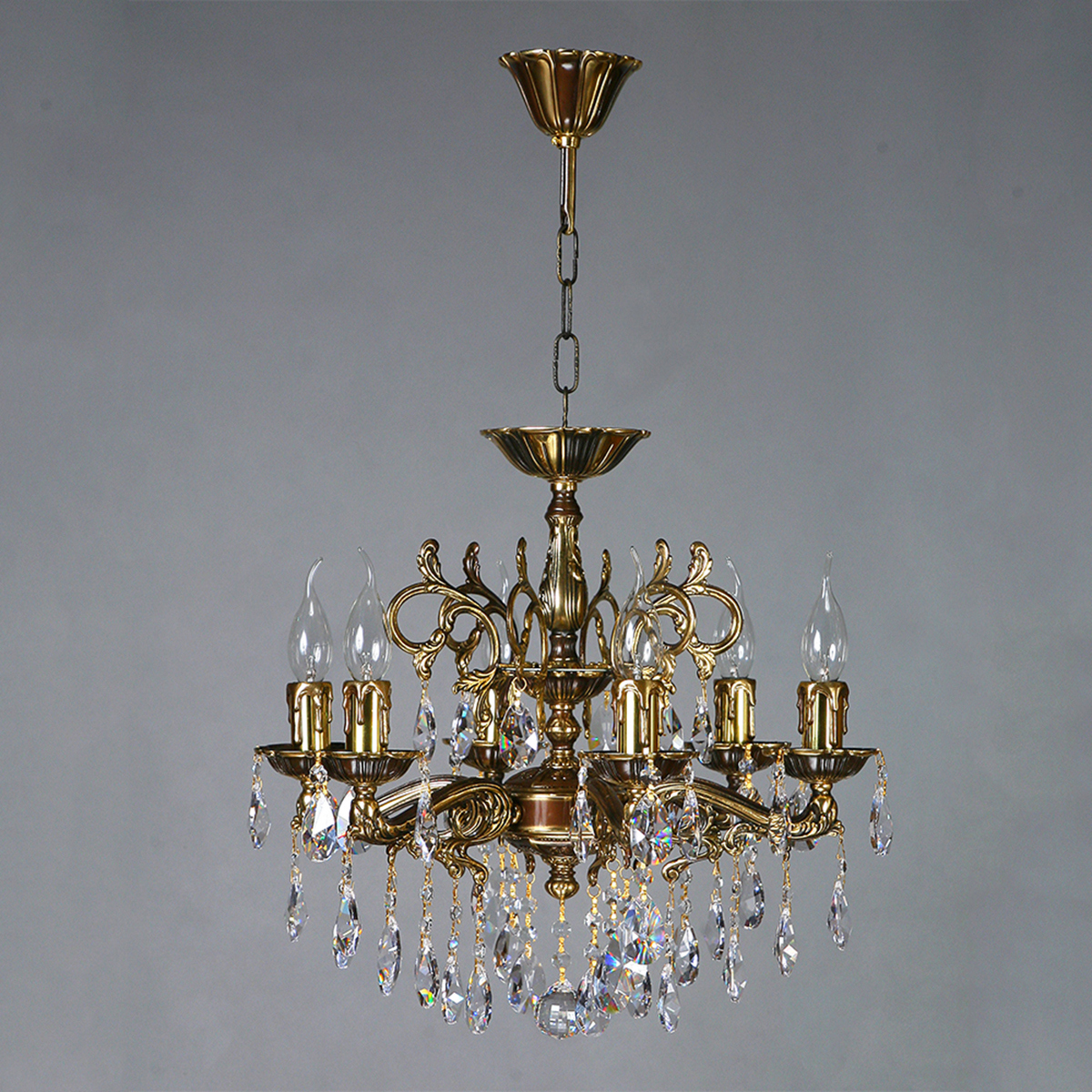 Изображение товара Подвесная люстра Mantra 2128-6_pb_tear_drop 12 м² коричневая латунь классика