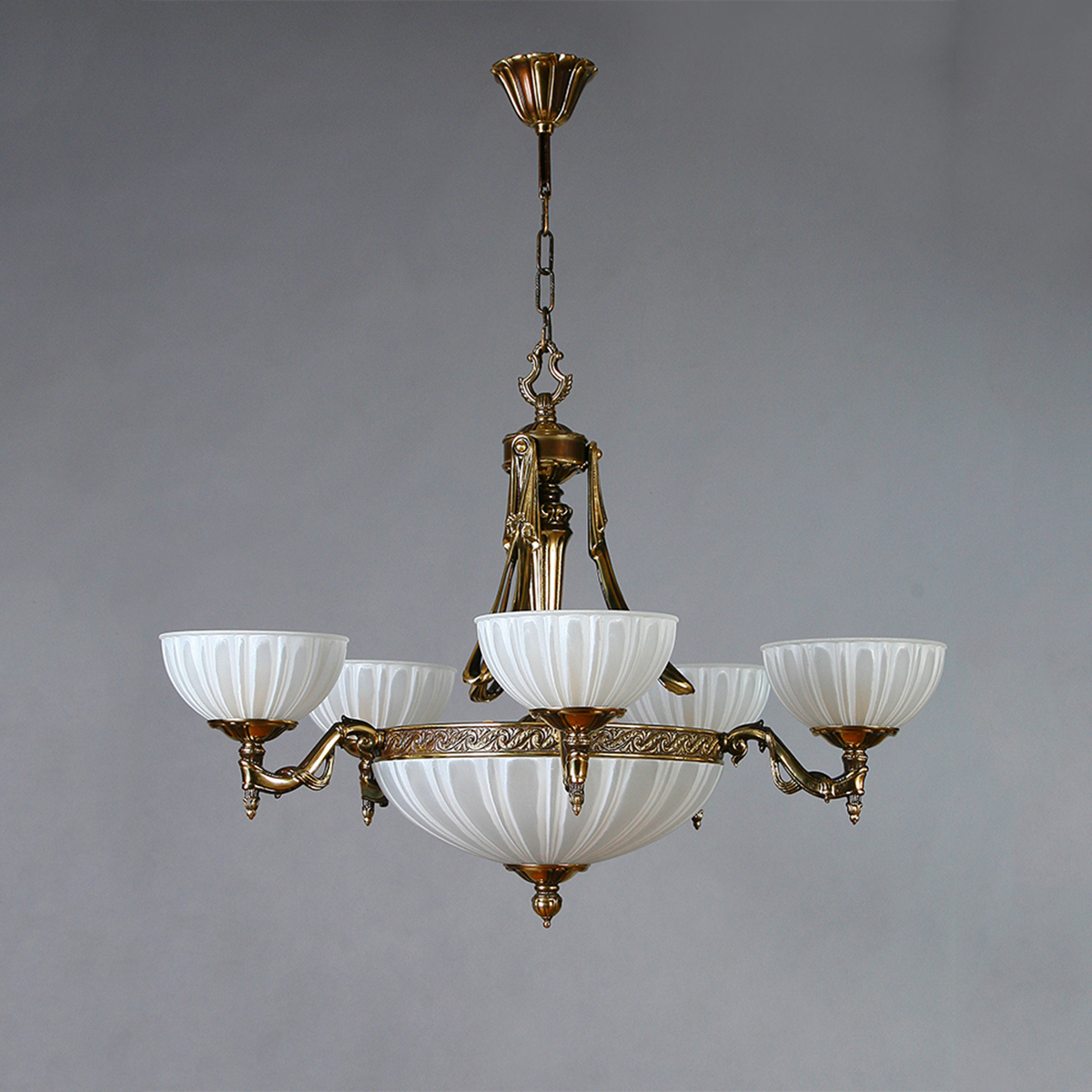 Изображение товара Люстра подвесная Mantra 02228-5_pb классическая бронза стекло 10 плафонов