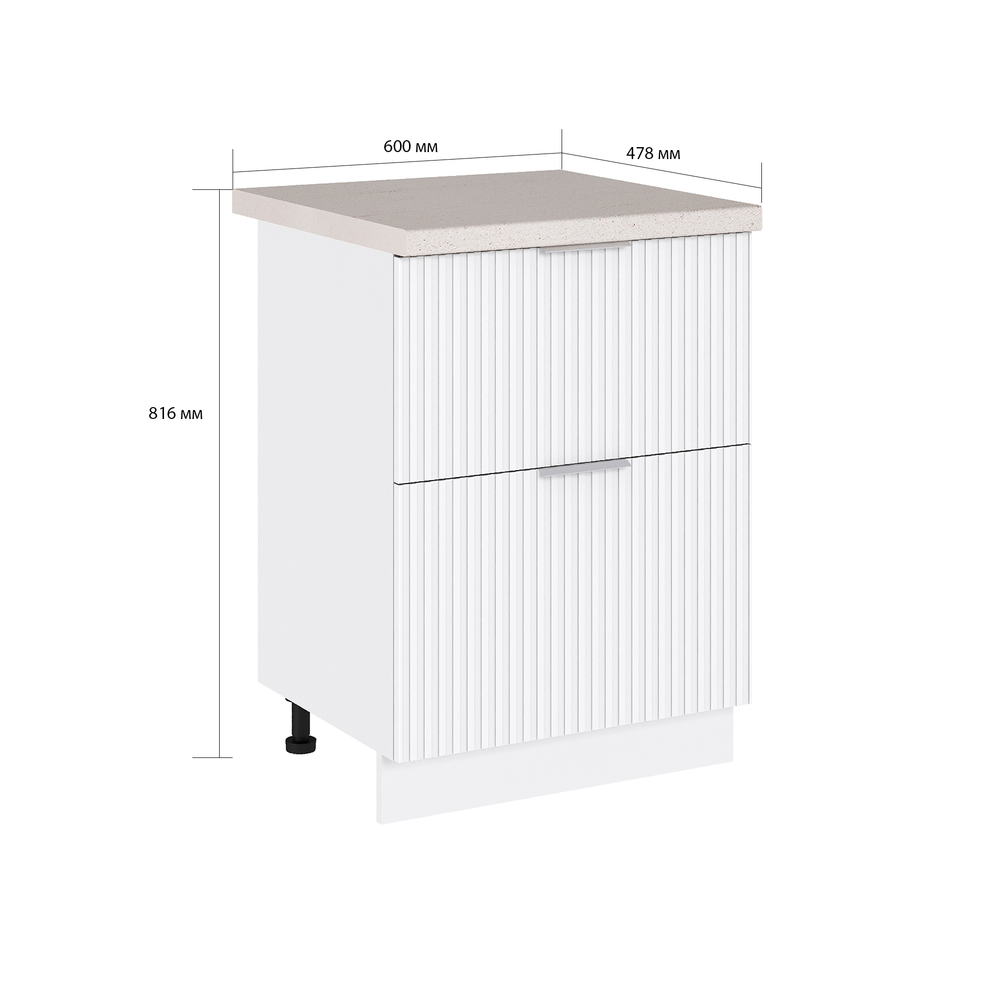 Изображение товара Напольный шкаф с 2 ящиками Айленд Сиэль ян 60x81.6x47.8 см белый ЛДСП