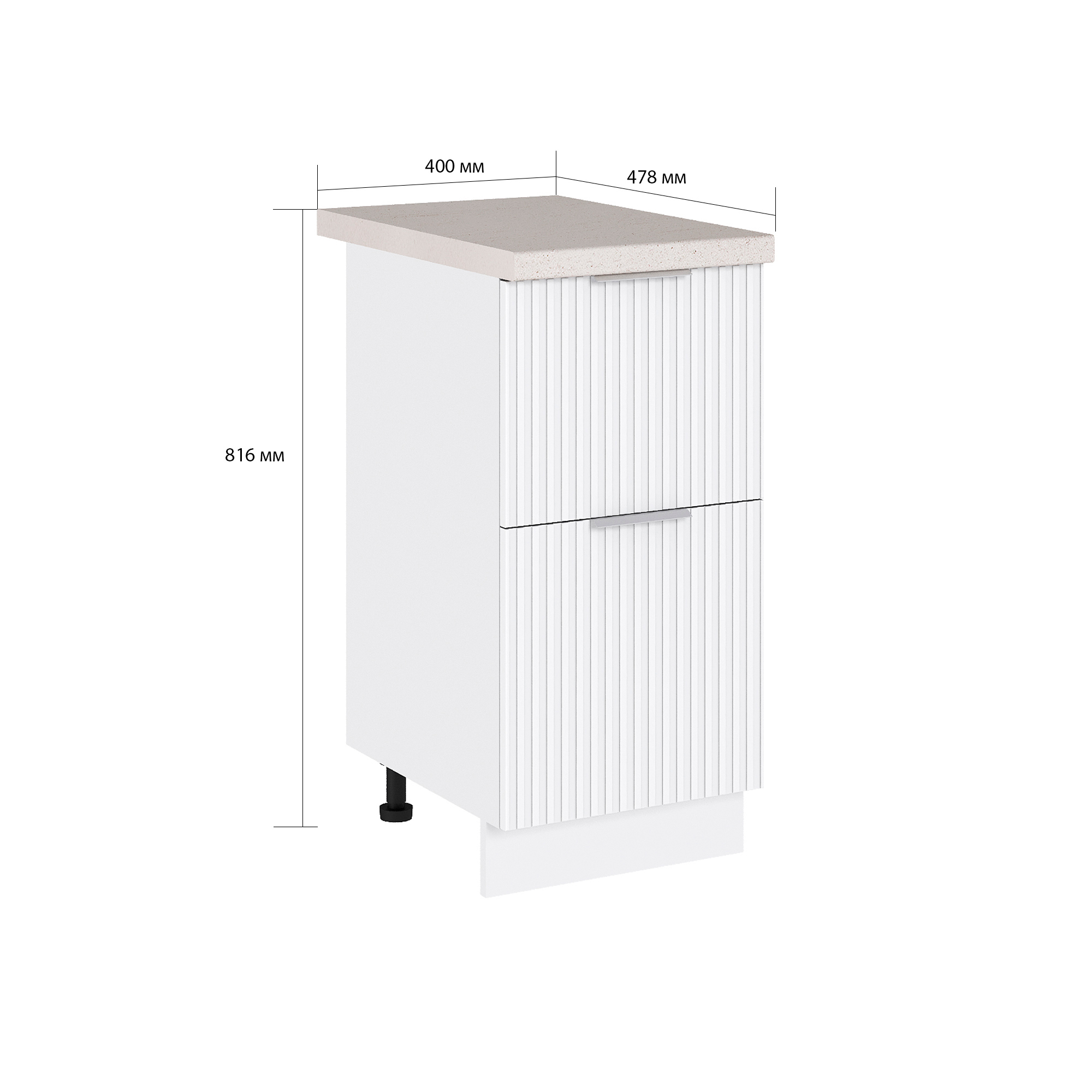 Изображение товара Напольный шкаф с 2 ящиками Сурская мебель Айленд Сиэль 40x81.6x47.8 см белый