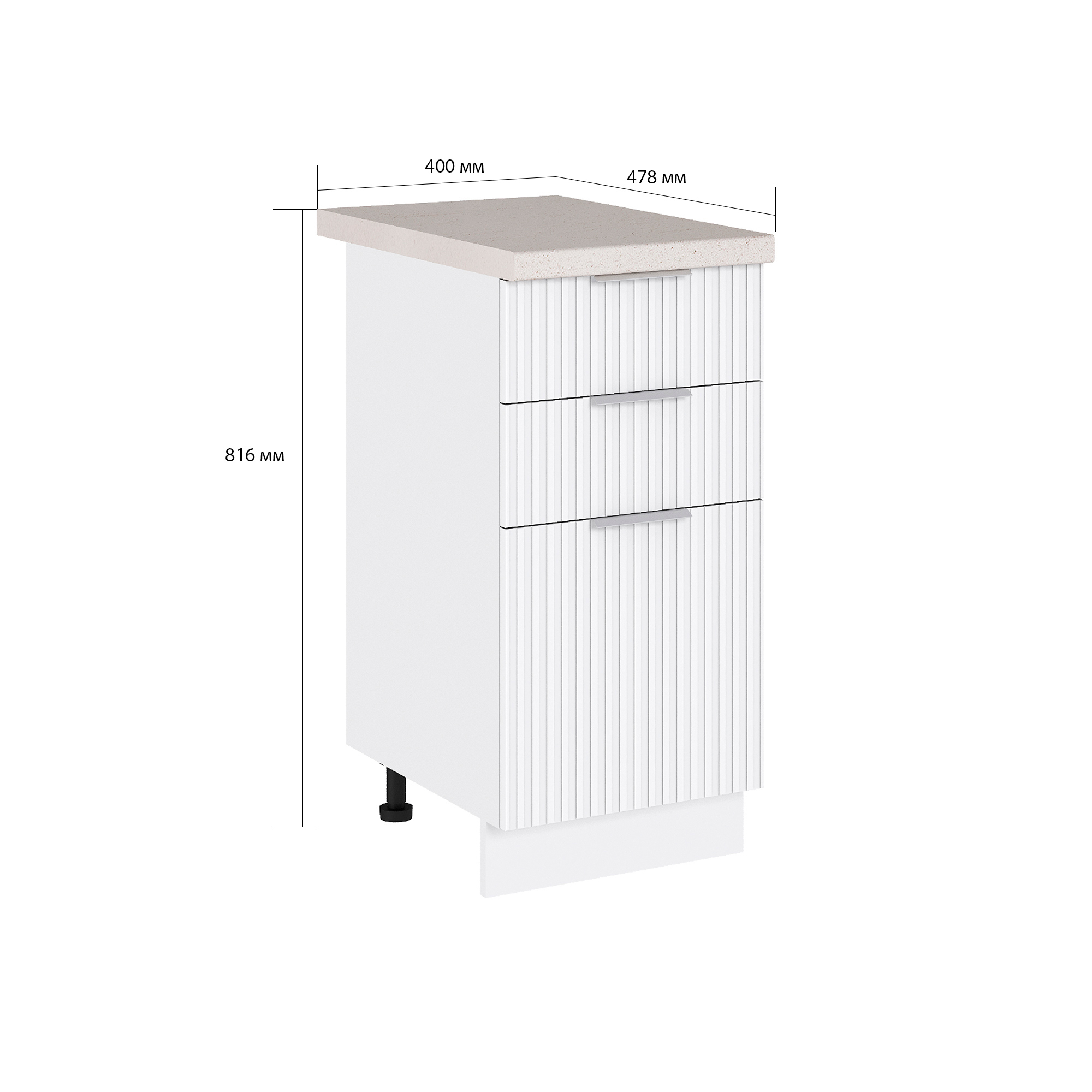 Изображение товара Напольный шкаф с 3 ящиками Сиэль Ян белый мебель для кухни и комнаты