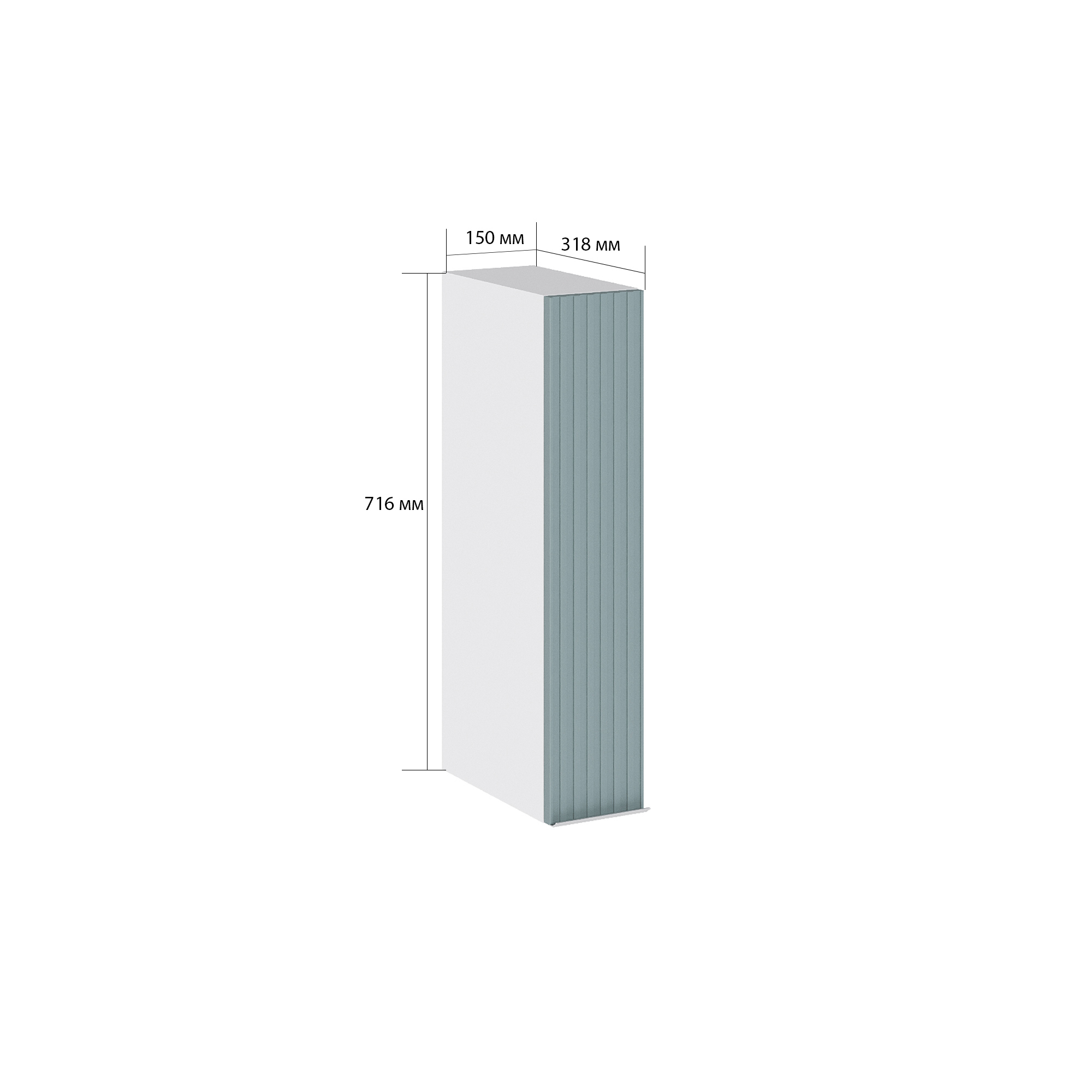 Изображение товара Навесной шкаф-бутылочница Сиэль ЯН белый с зеленым фасадом, 15x71.6x31.8 см