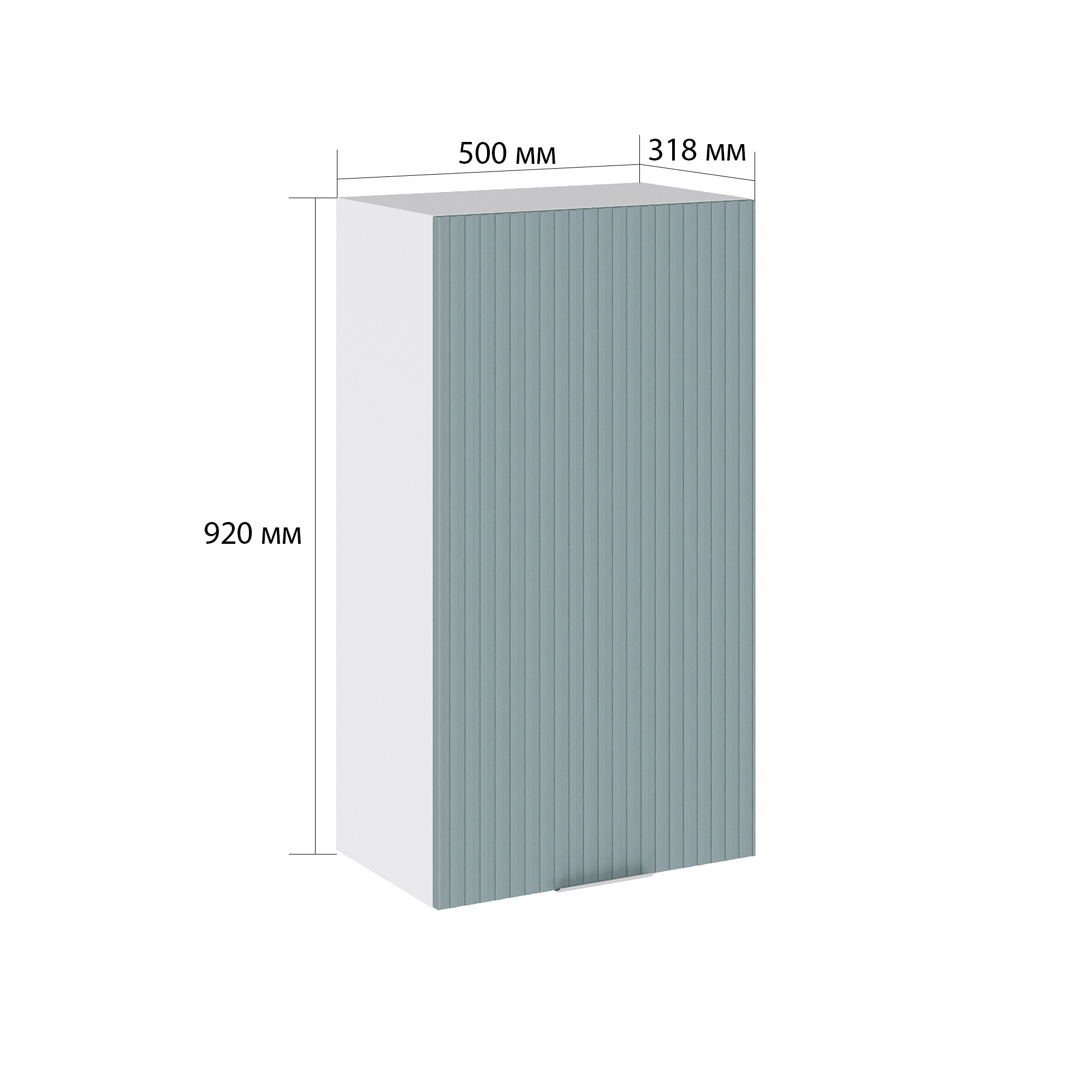 Изображение товара Навесной шкаф Сурская мебель Мисти грин Сиэль ян 50x92x31,8 см белый серо-зеленый