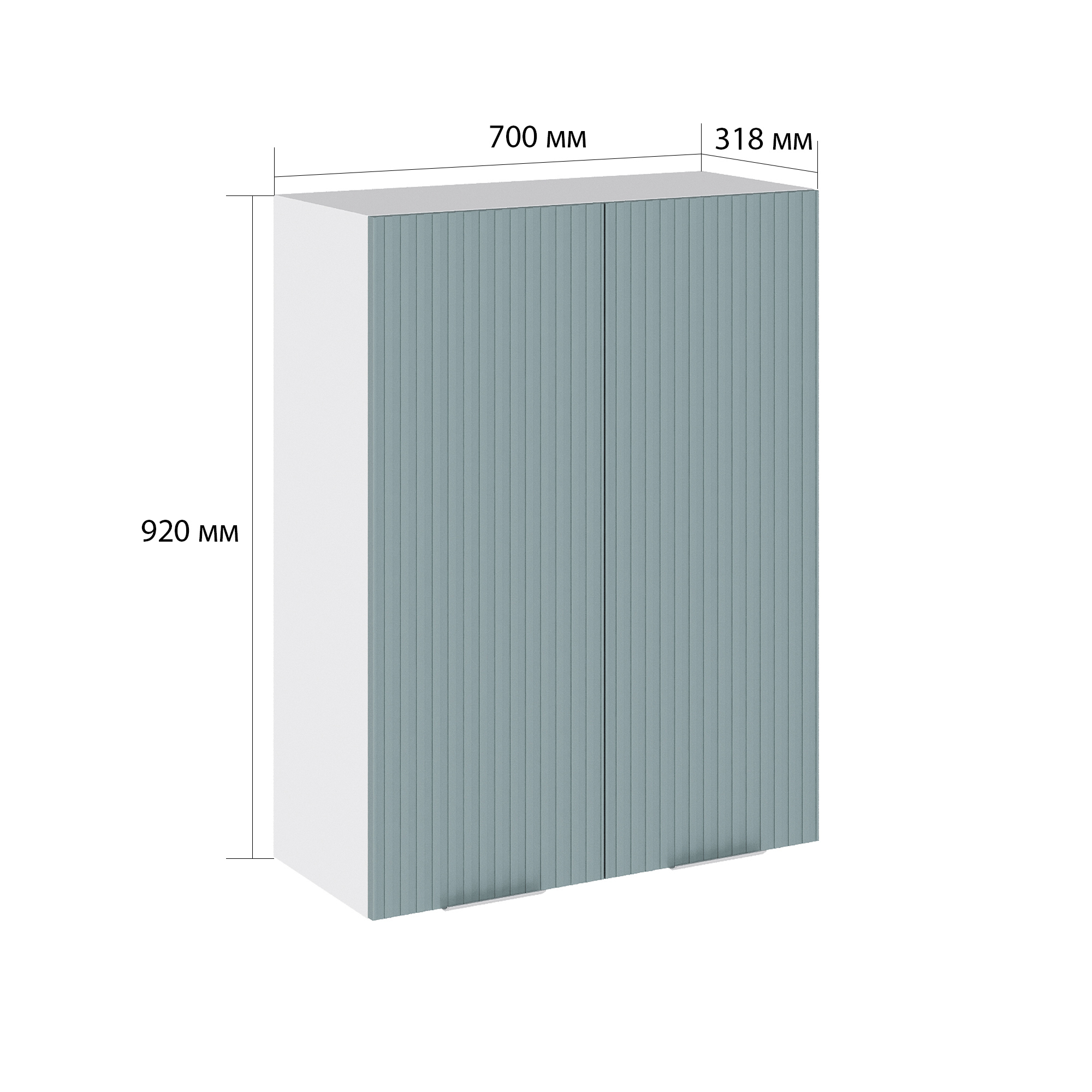 Изображение товара Навесной шкаф Сурская мебель Мисти грин Сиэль ян 70x92 см белый с серо-зелеными фасадами
