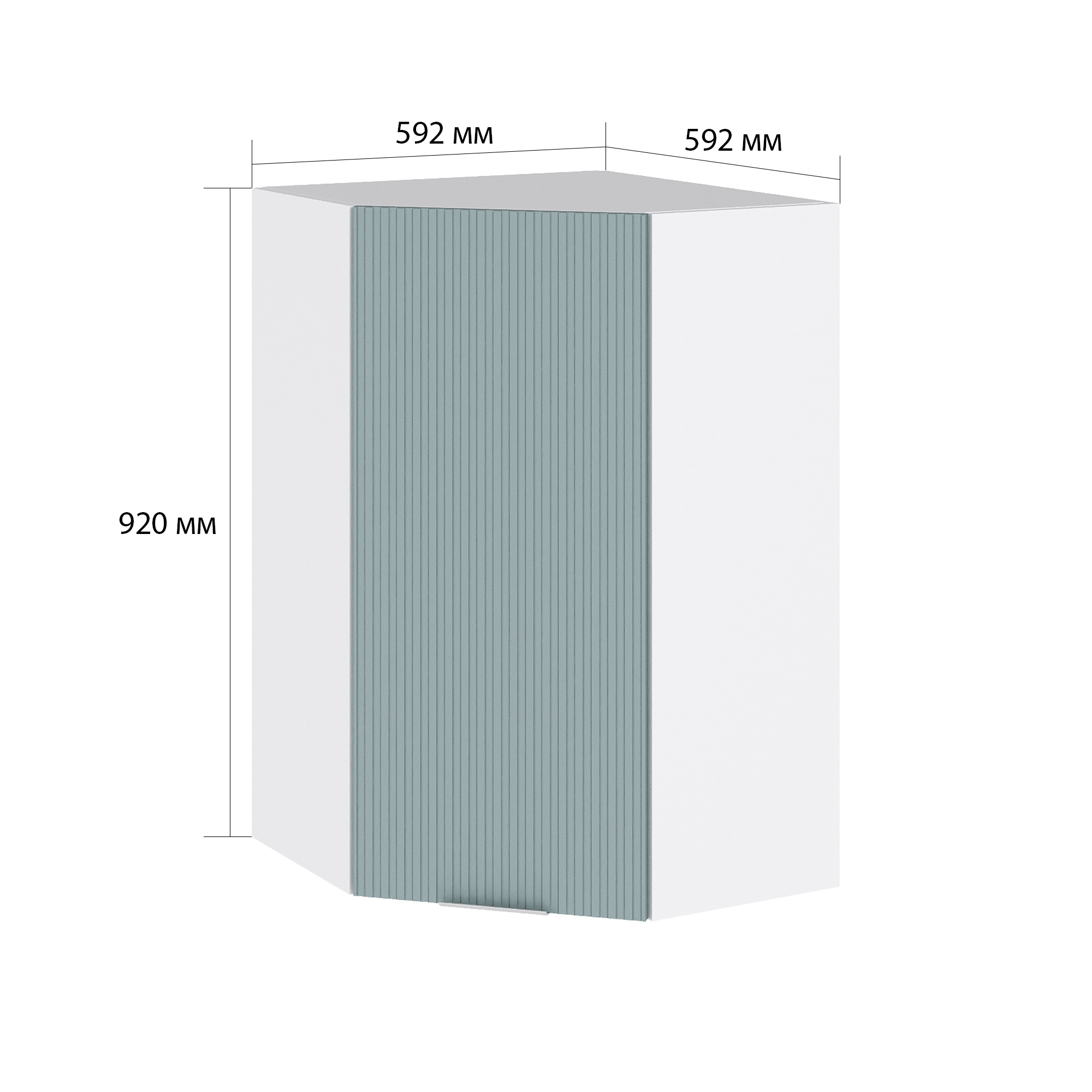 Изображение товара Навесной угловой шкаф Сиэль Ян 59.2x92x59.2 см нежно-зеленый мебельный модуль