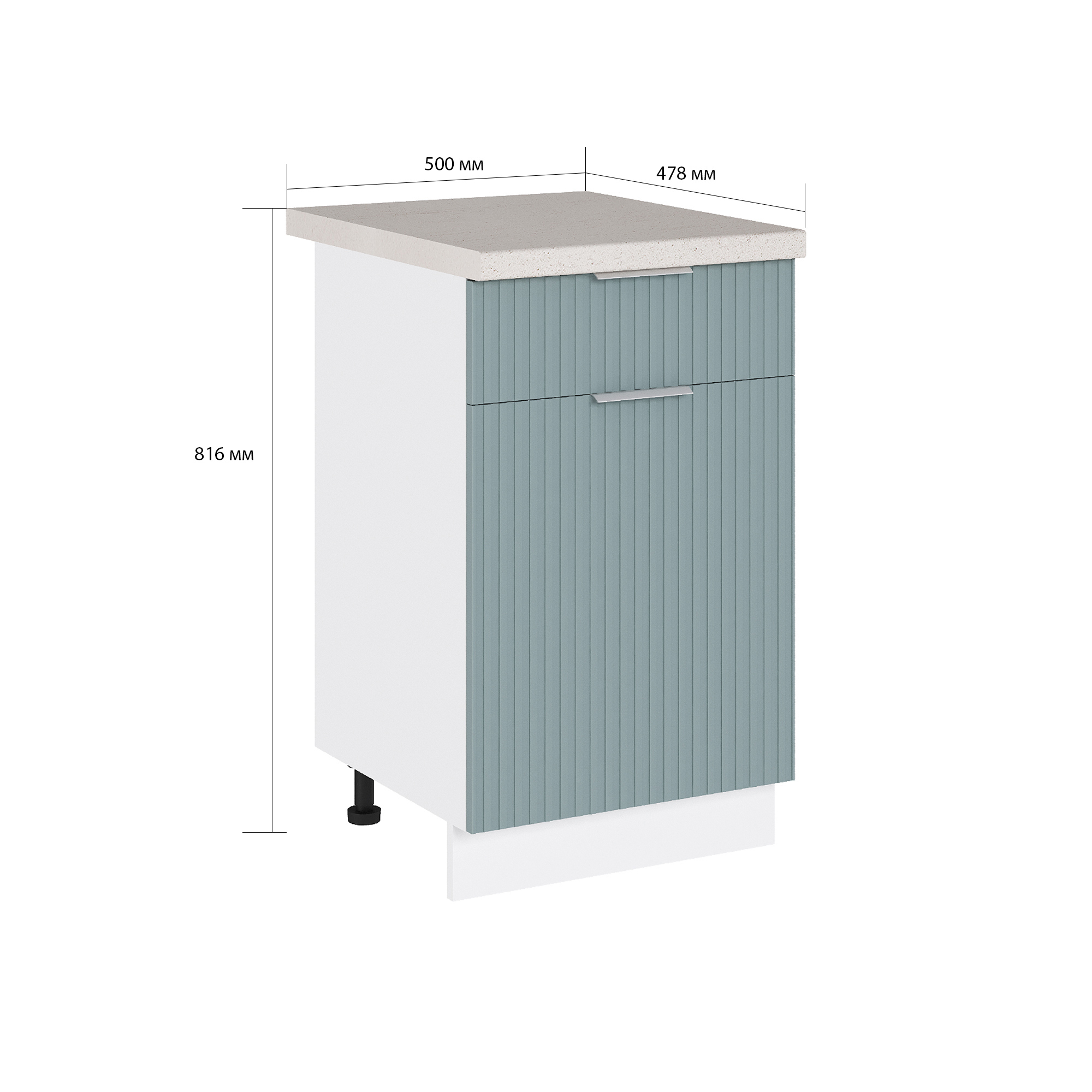 Изображение товара Напольный шкаф с 1 ящиком Сурская мебель Мисти грин Сиэль ян 50x81.6x47.8 см ЛДСП цвет нежно-зеленый