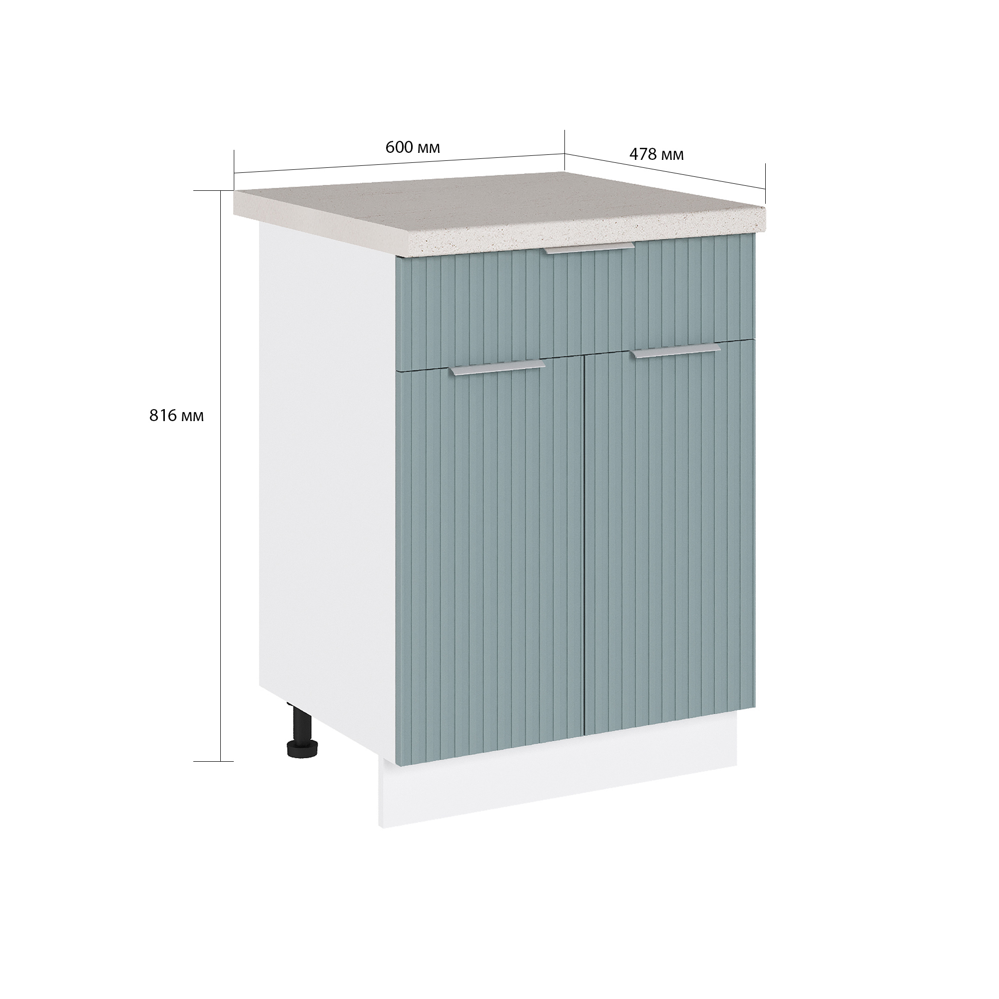 Изображение товара Напольный шкаф с 1 ящиком Сурская мебель Мисти грин 60x81.6x47.8 см белый светло-зеленый