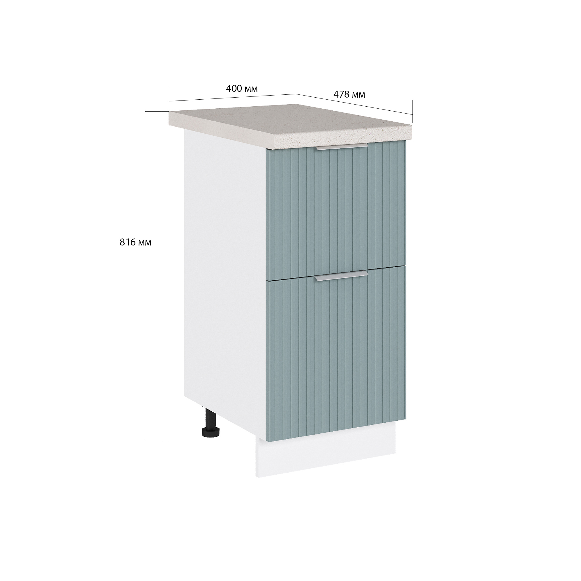 Изображение товара Напольный шкаф с 2 ящиками Сурская мебель Мисти грин Сиэль 40x81.6x47.8 см белый