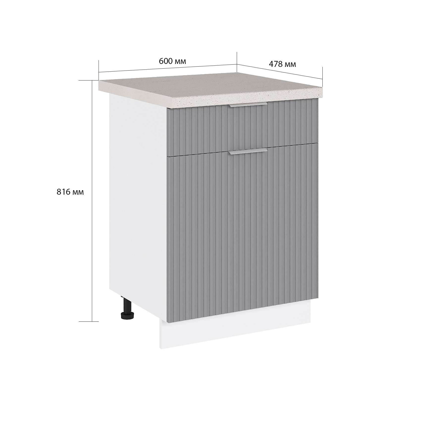 Изображение товара Напольный шкаф с 1 ящиком Сиэль ян 60x81.6x47.8 см серый с белым