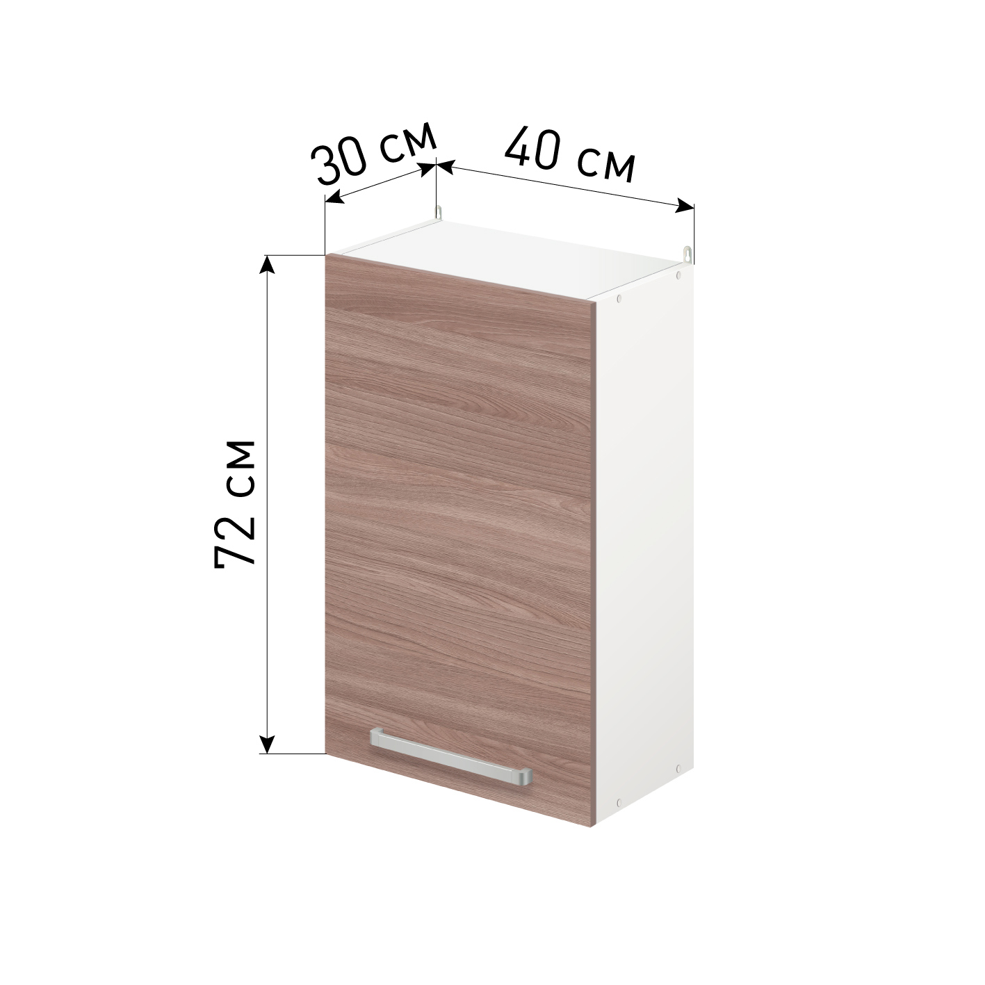 Изображение товара Навесной шкаф Лидер Стиль SHP40_YHT 40x72x30 см из ЛДСП белый ясень шимо темный