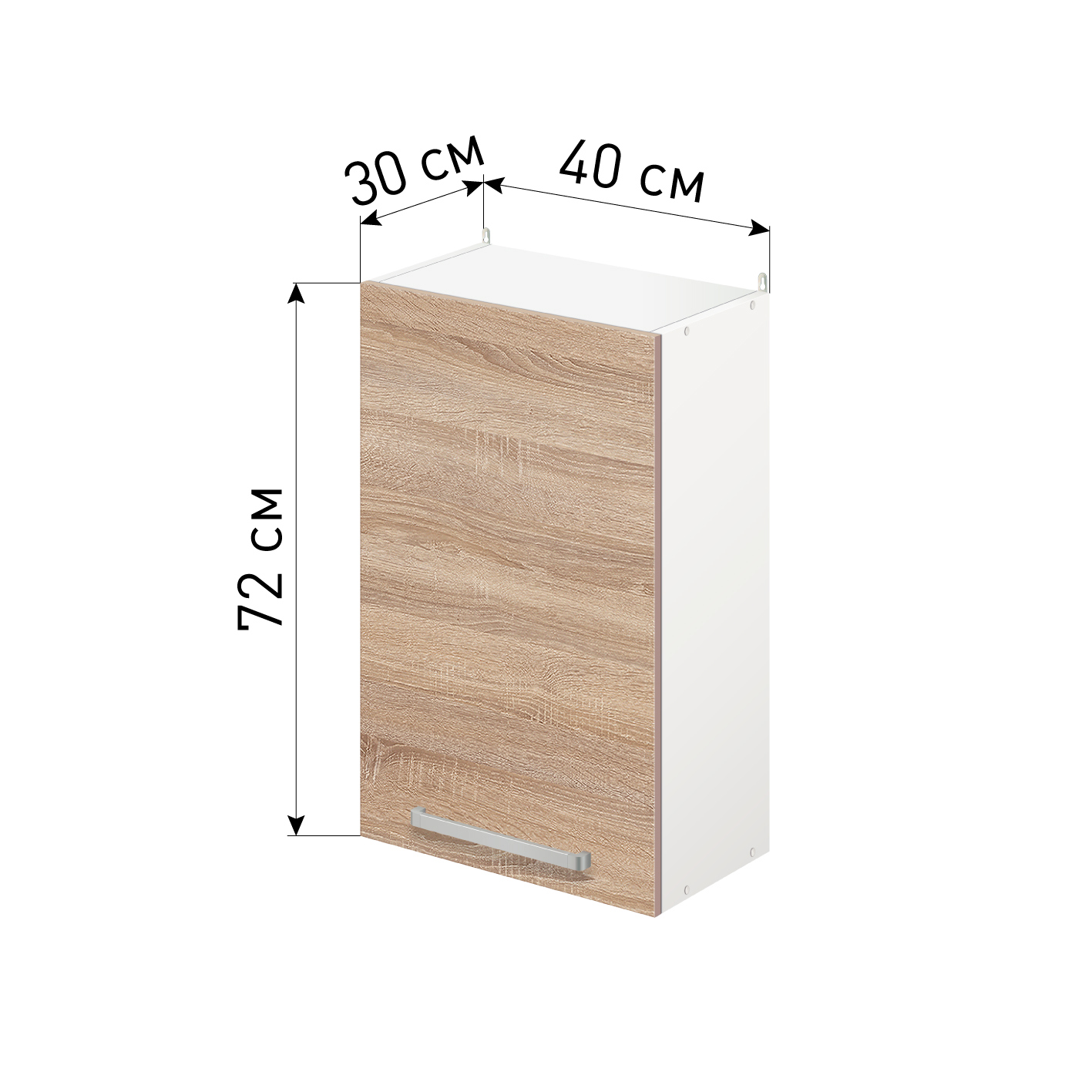 Изображение товара Навесной шкаф Лидер Стиль SHP40_DBS 40x72x30 см дуб сонома белый для кухни