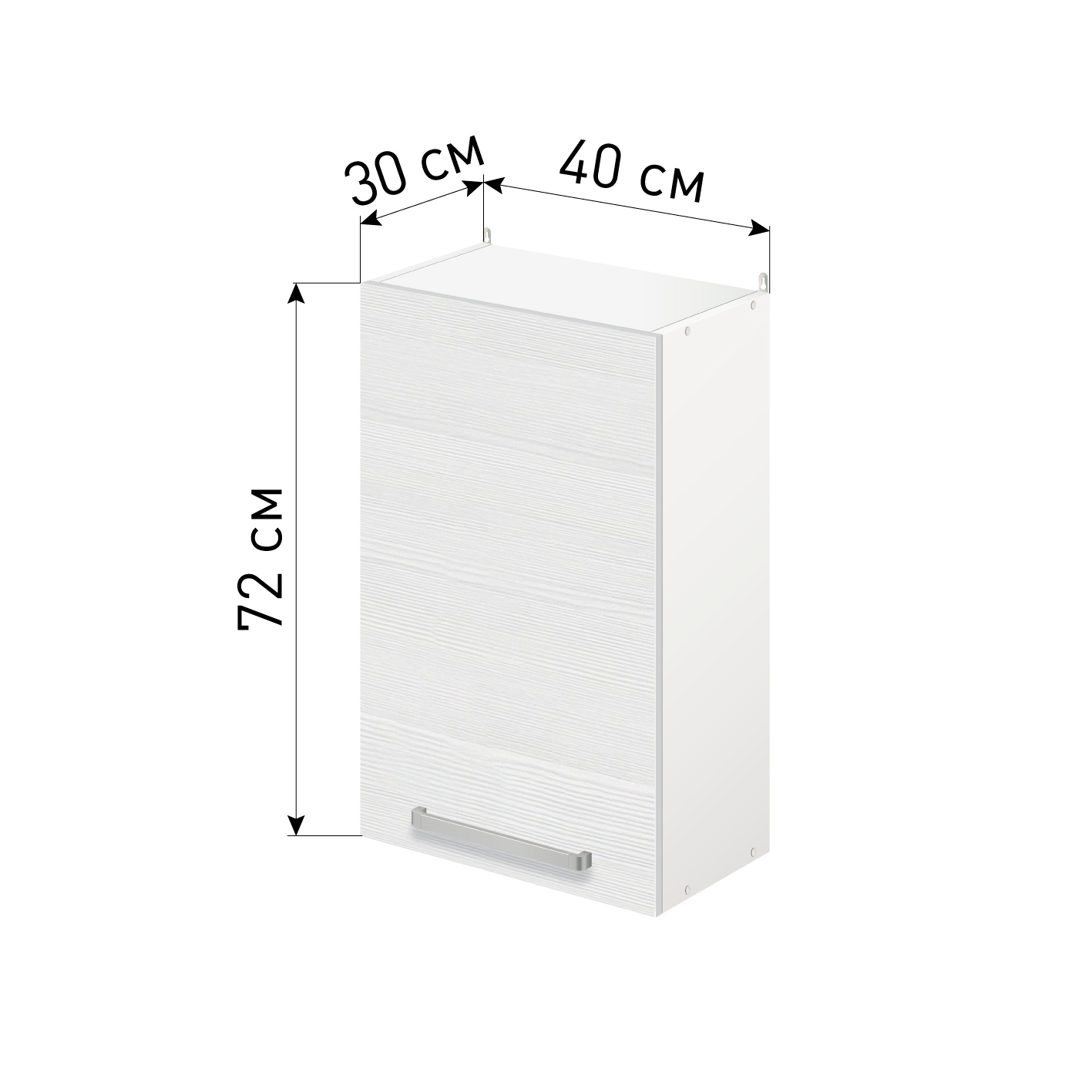 Изображение товара Навесной шкаф Лидер Стиль SHP40_BB 40x72x30 см беленый дуб