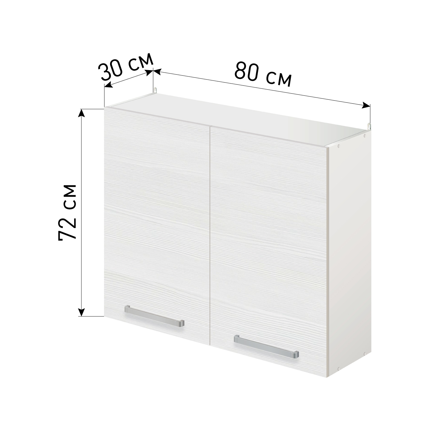 Изображение товара Навесной шкаф Лидер Стиль SHP80_BB 80x72x30 см ЛДСП цвет дуб беленый