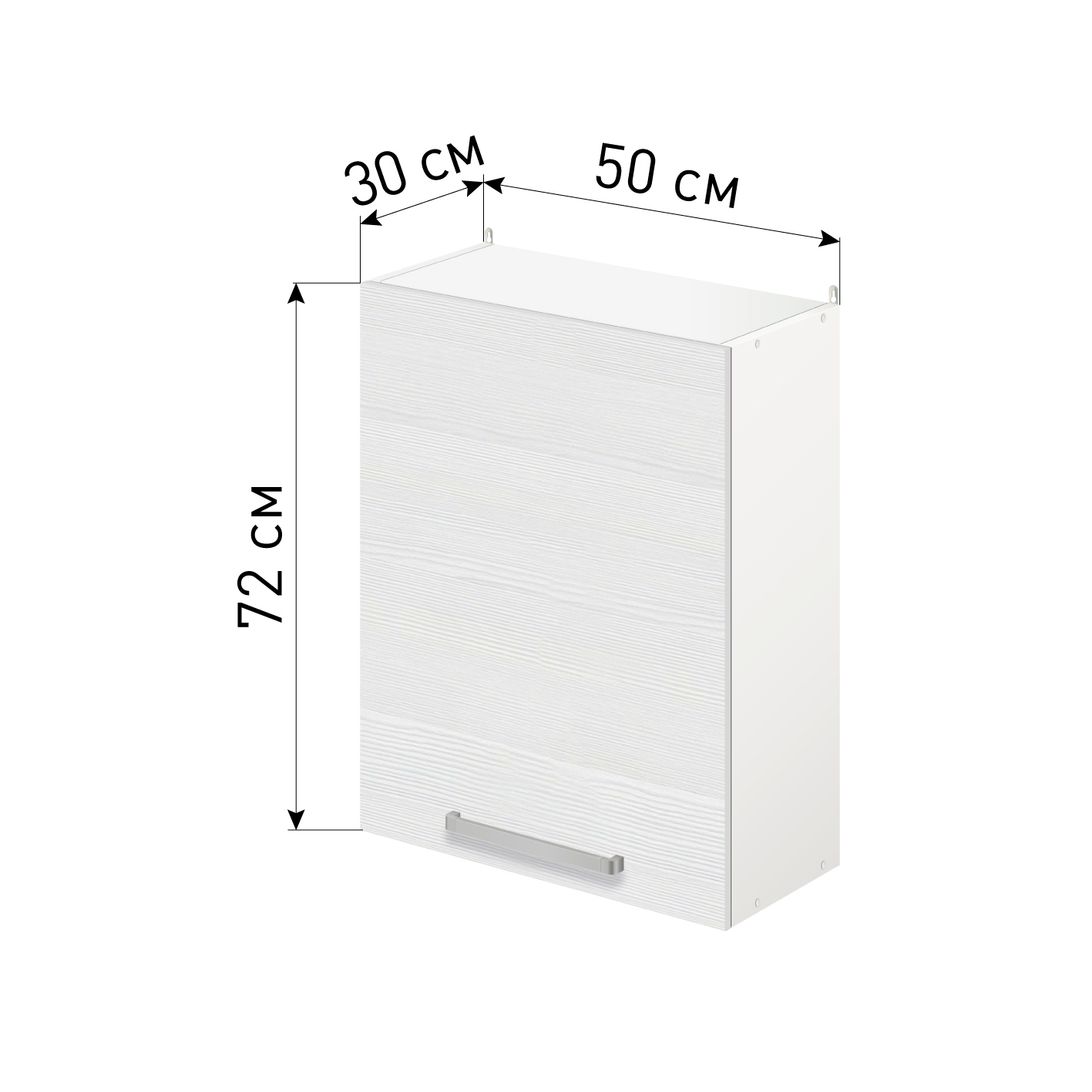 Изображение товара Навесной шкаф Лидер Стиль SHS50_BB 50x72x30 см ЛДСП дуб беленый