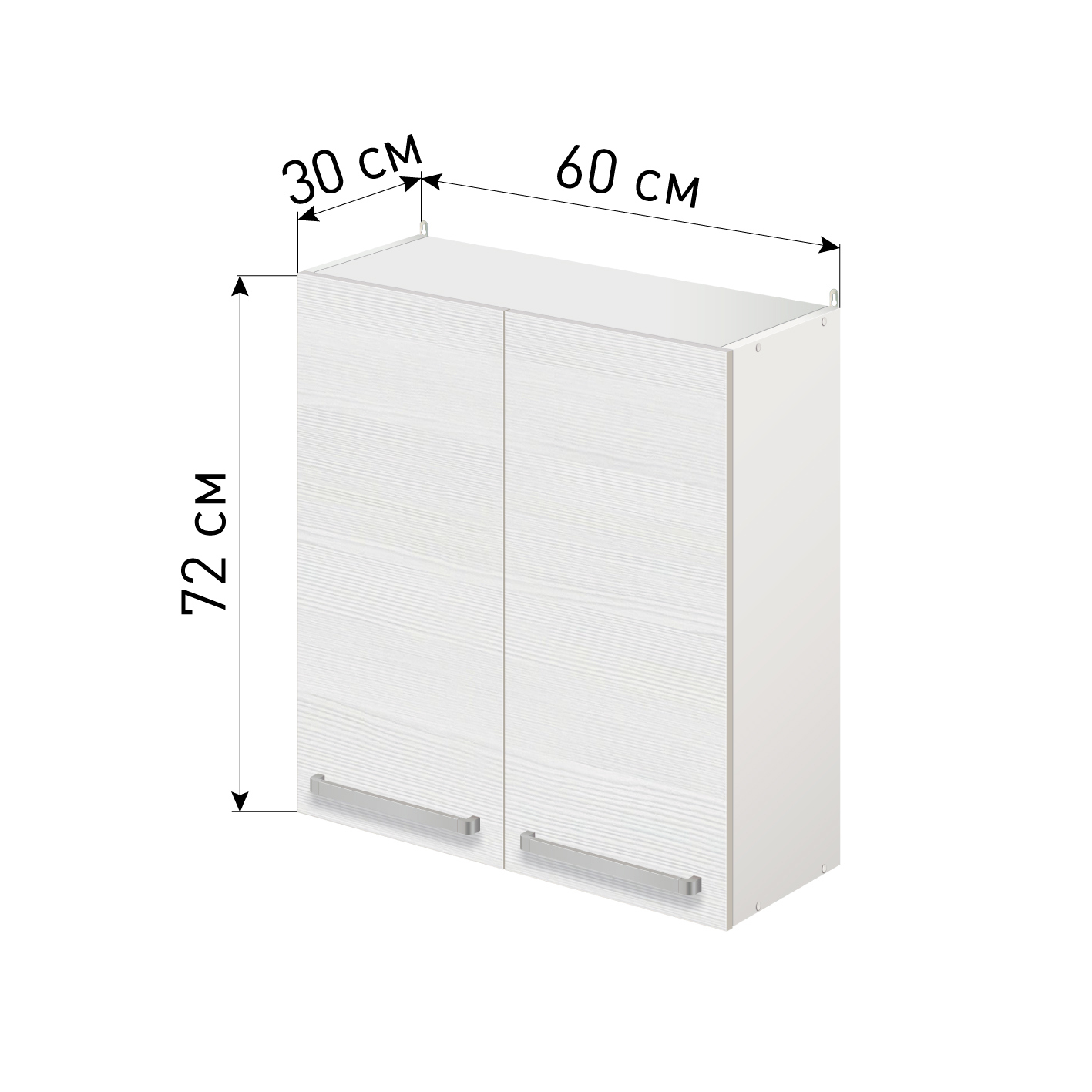 Изображение товара Навесной шкаф Лидер Стиль SHP60_BB 60x72x30 см ЛДСП цвет дуб беленый