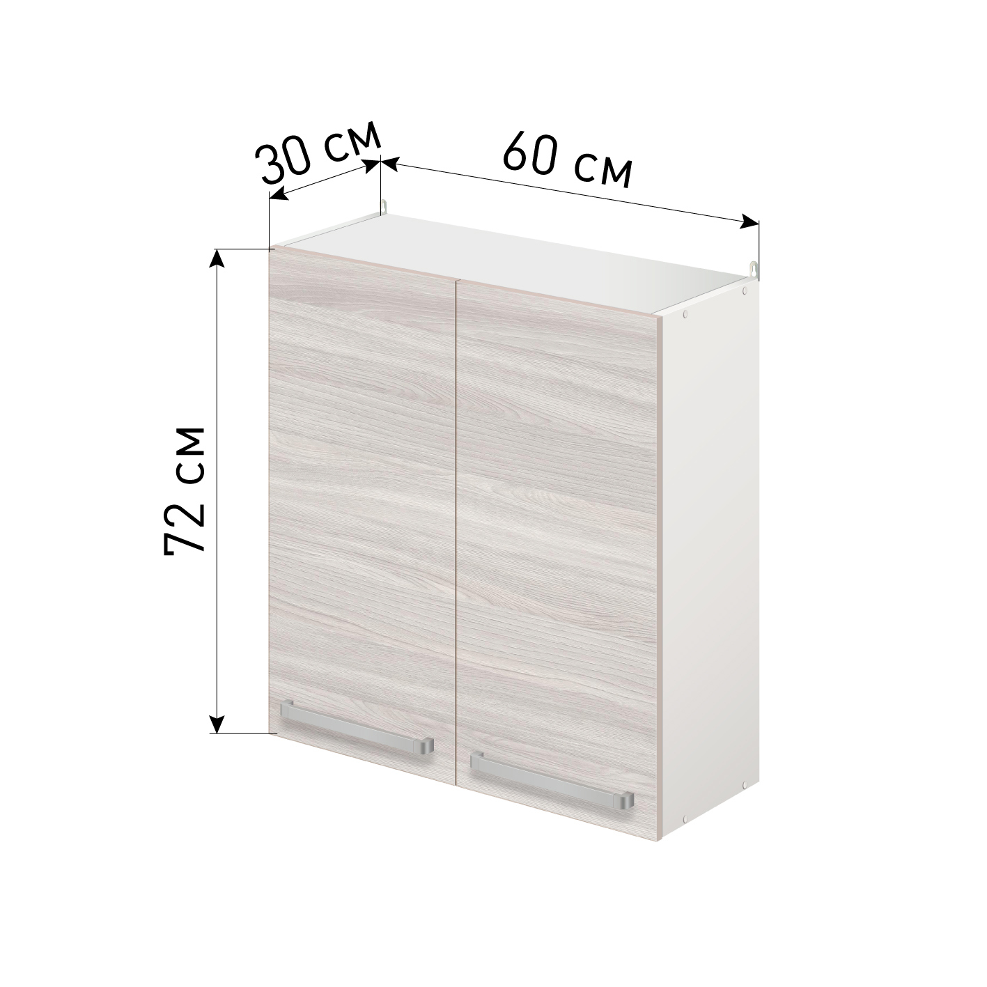 Изображение товара Навесной кухонный шкаф Лидер Стиль SHP60_YHS 60x72x30 см ЛДСП белый ясень шимо